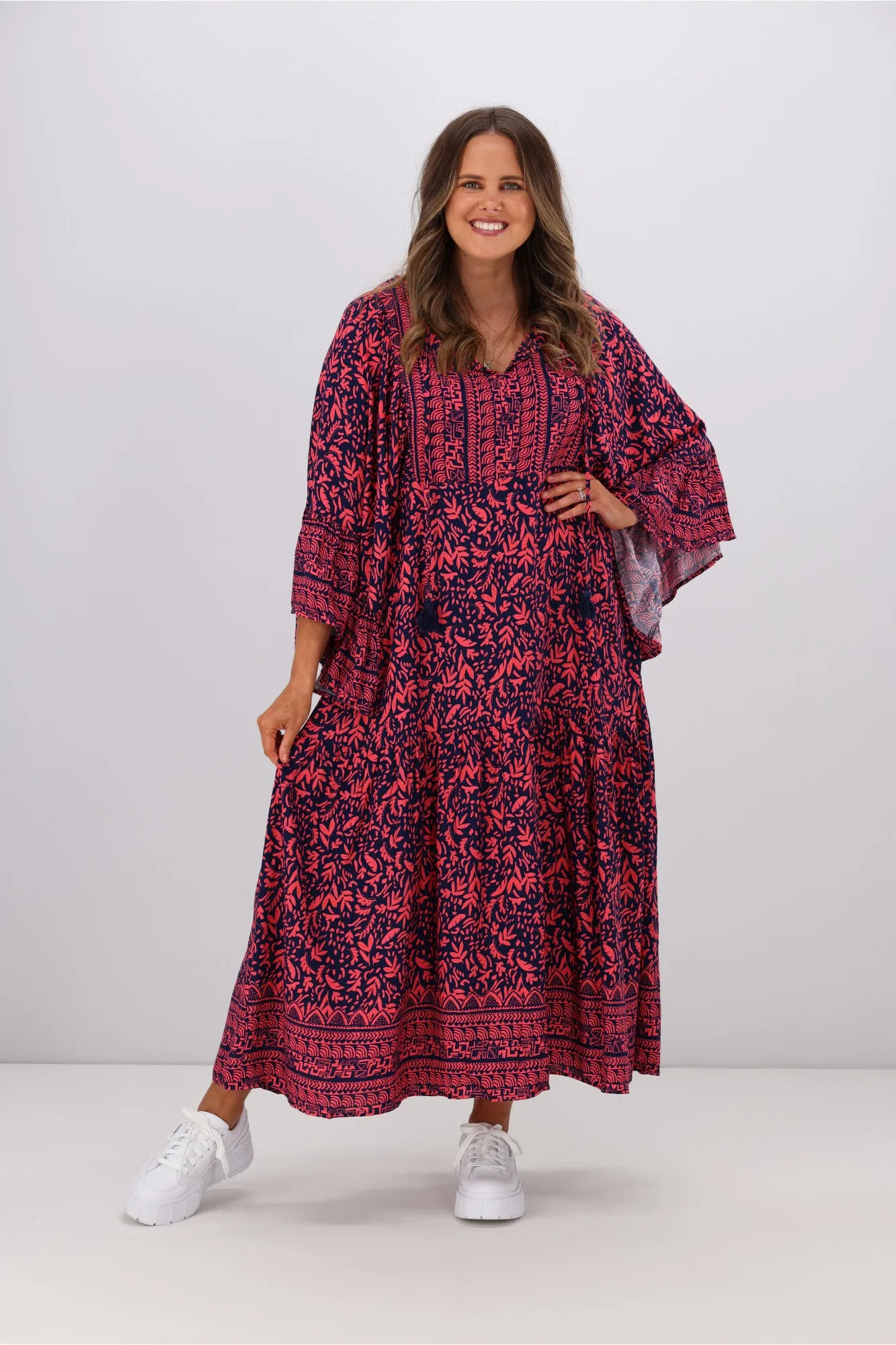 Boho Australia Zane Maxi Dress Navy Red