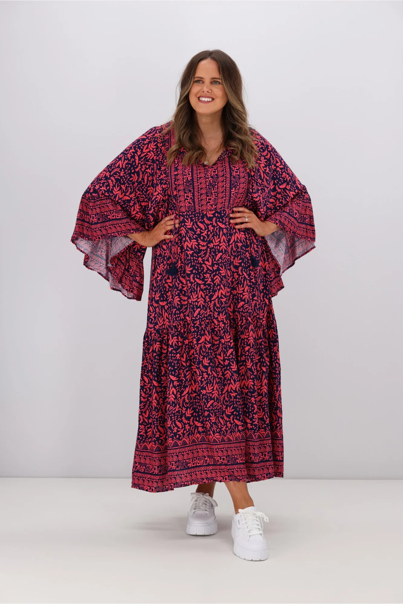 Boho Australia Zane Maxi Dress Navy Red