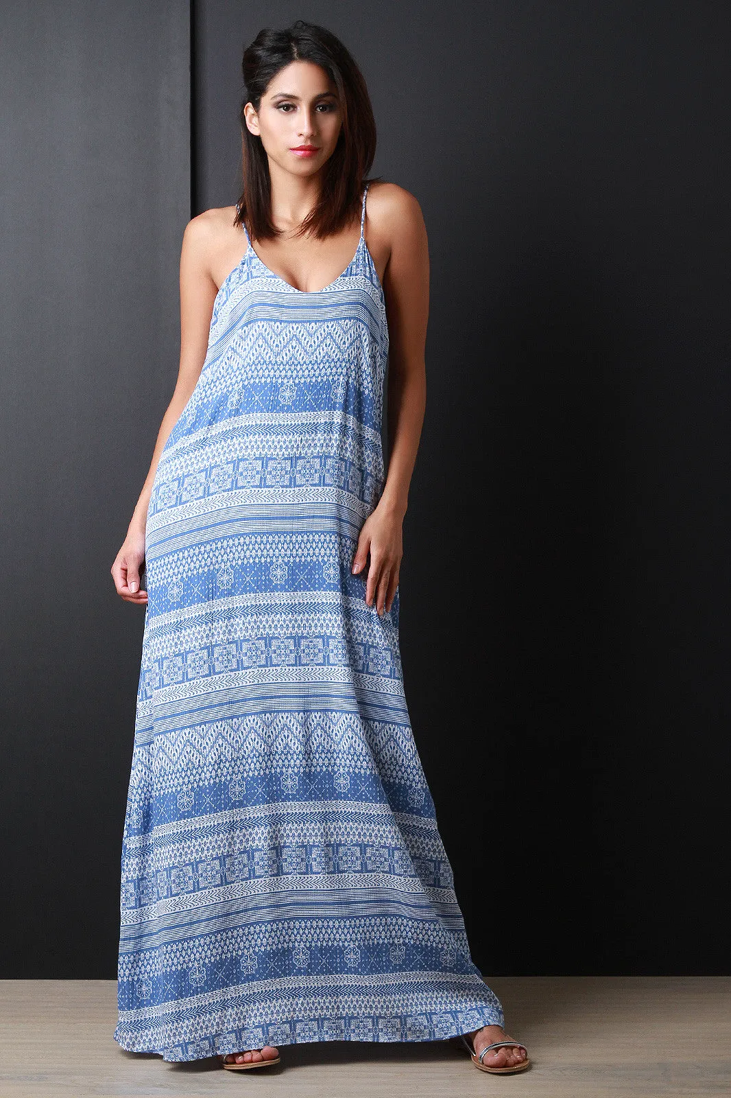 Boho Stripe Low Back Maxi Dress