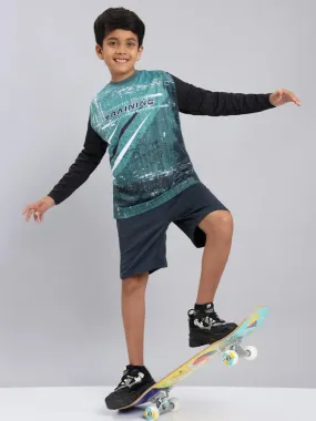 Boys Printed Slim Fit Crew Neck T-shirt with TECHNO COOL 