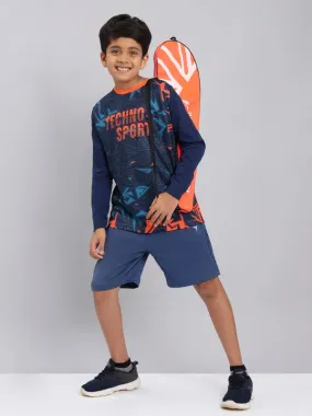 Boys Printed Slim Fit Crew Neck T-shirt with TECHNO COOL 