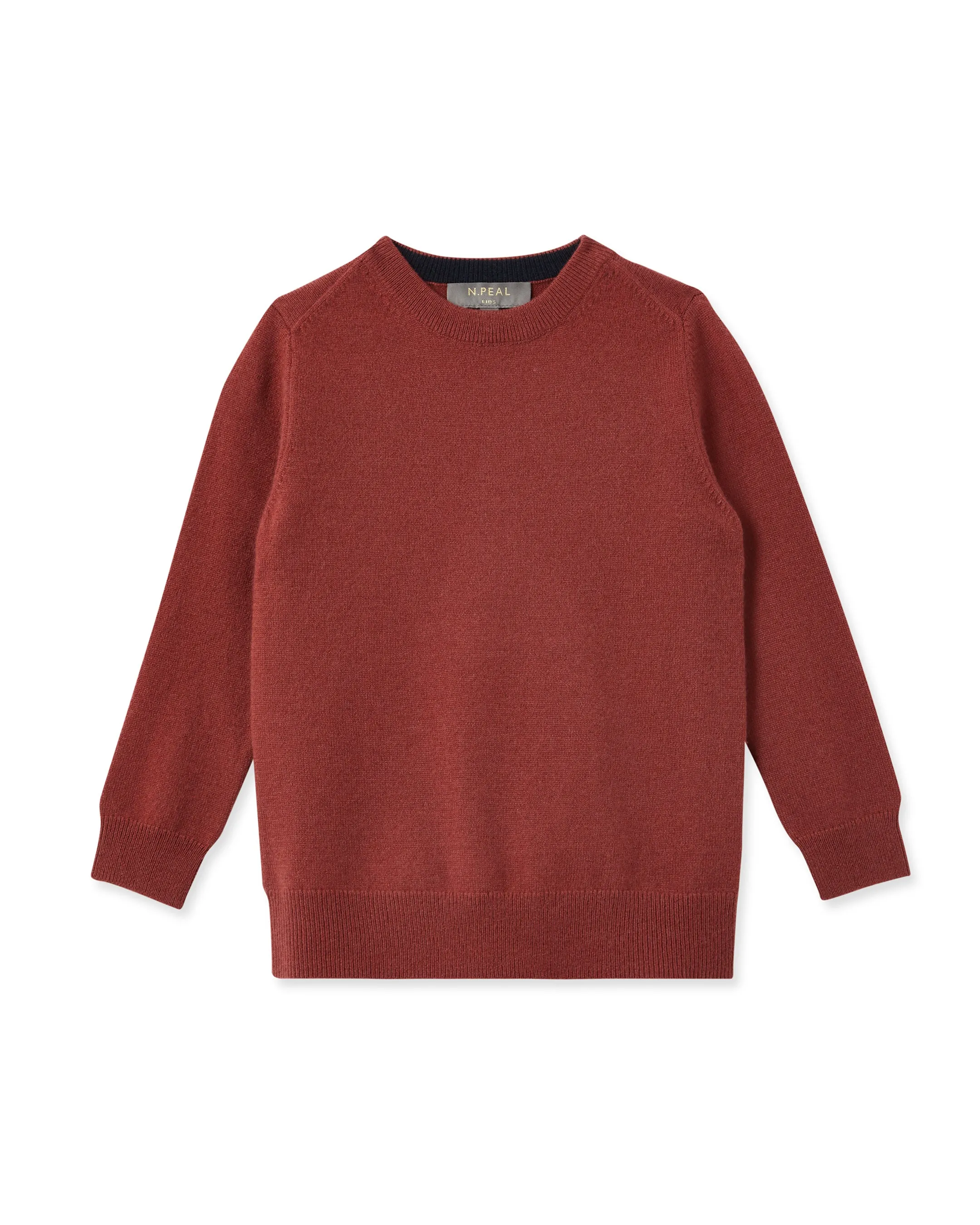 Boys Round Neck Cashmere Jumper Brick Red