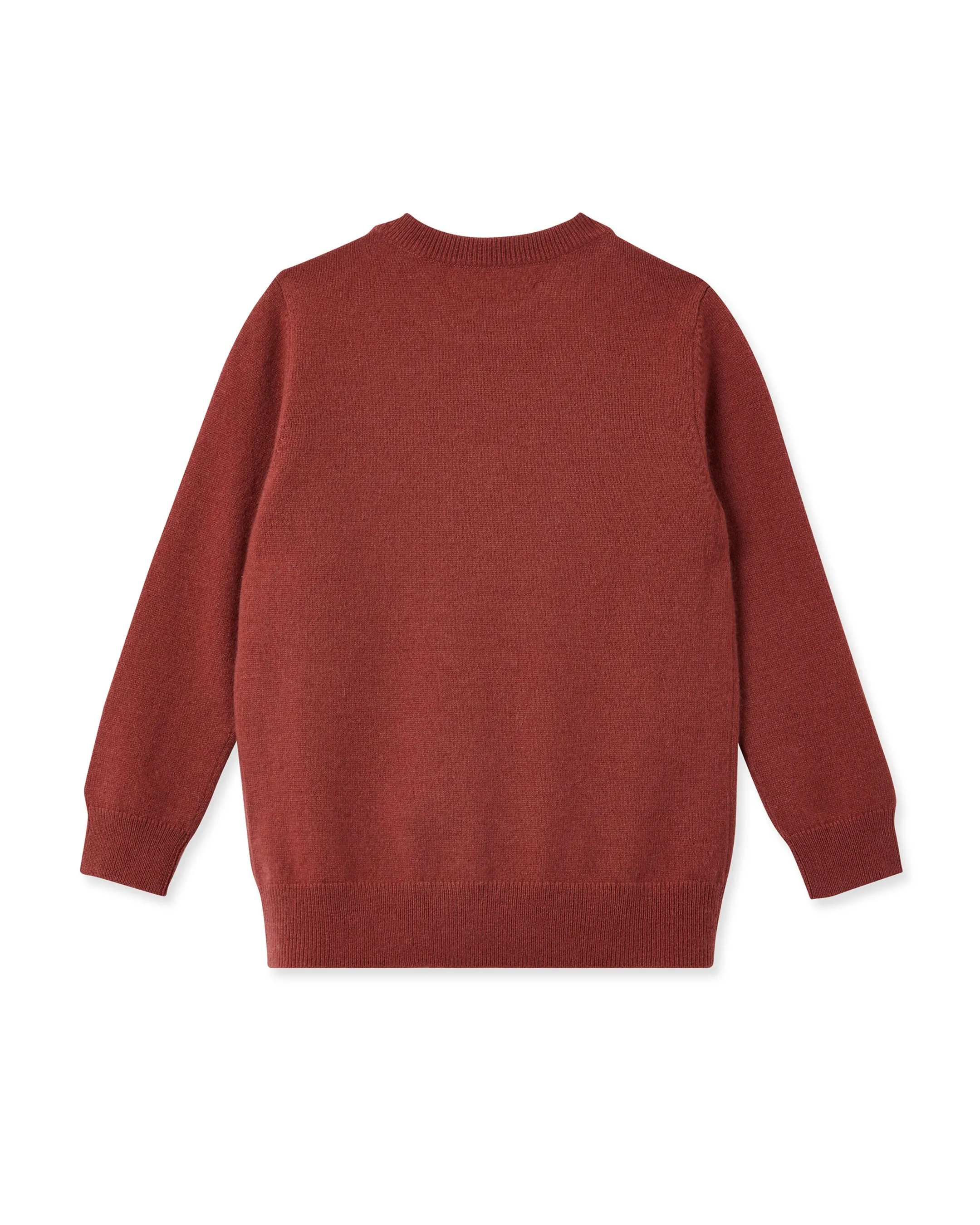 Boys Round Neck Cashmere Jumper Brick Red