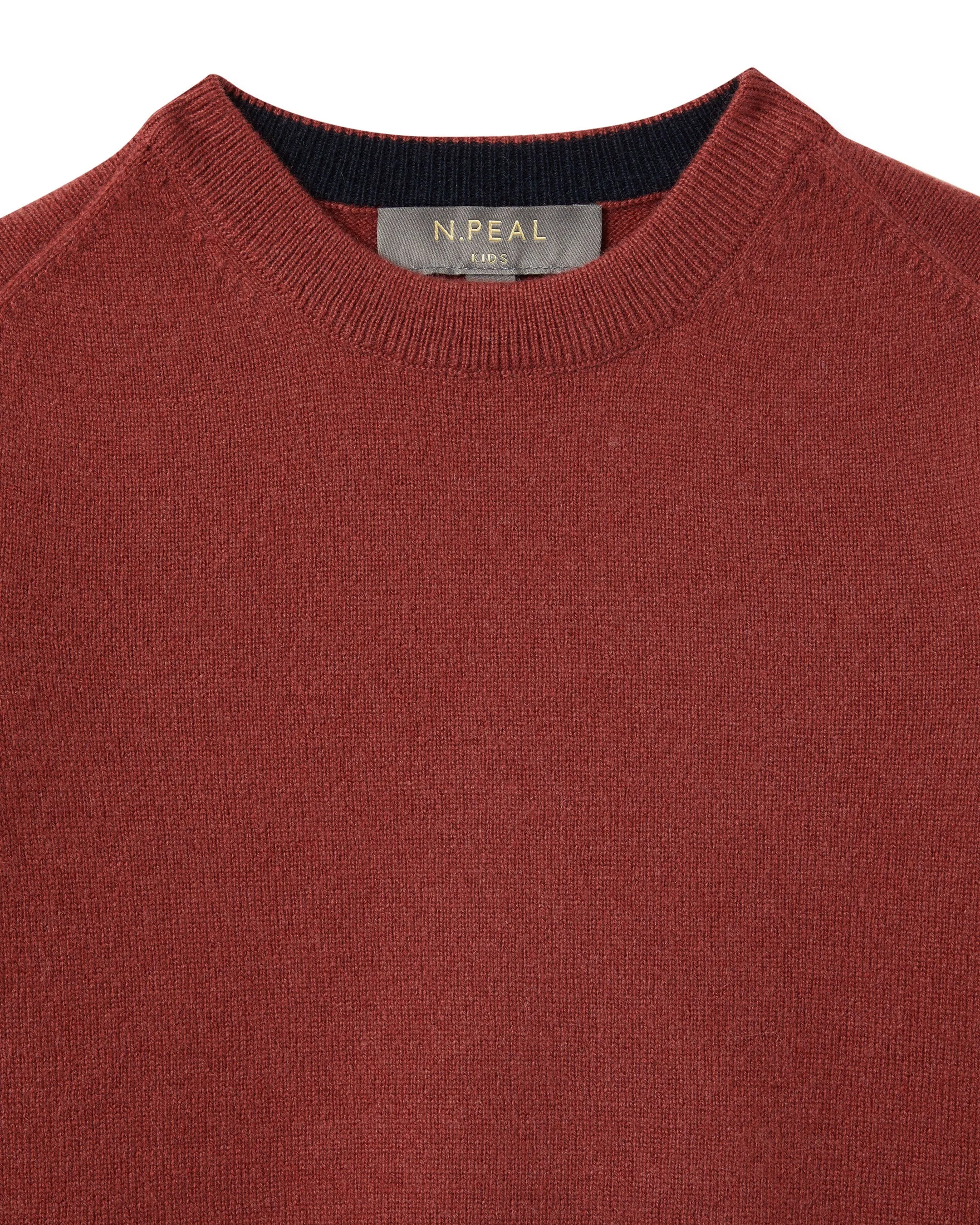 Boys Round Neck Cashmere Jumper Brick Red