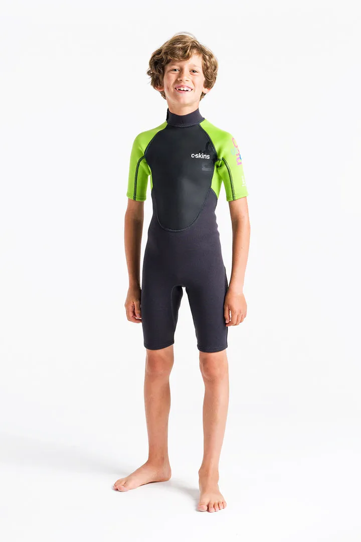 C-Skins Element 3/2 Junior Shortie Wetsuit - Anthracite/Lime Multi