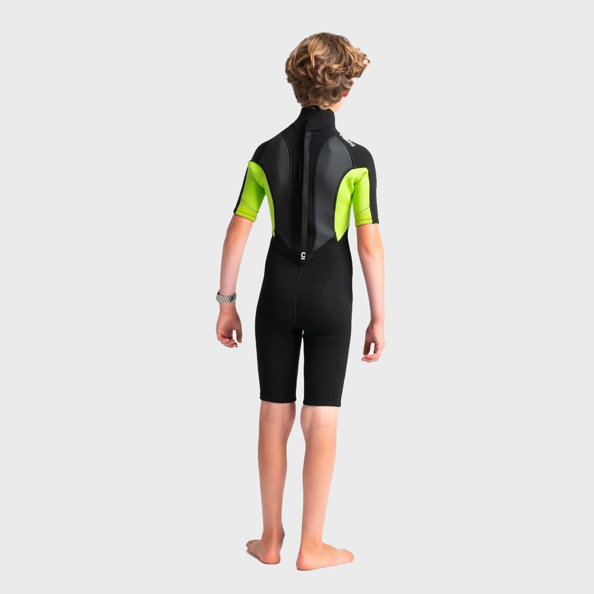 C-Skins Element 3/2 Junior Shortie Wetsuit - Black/Lime Multi