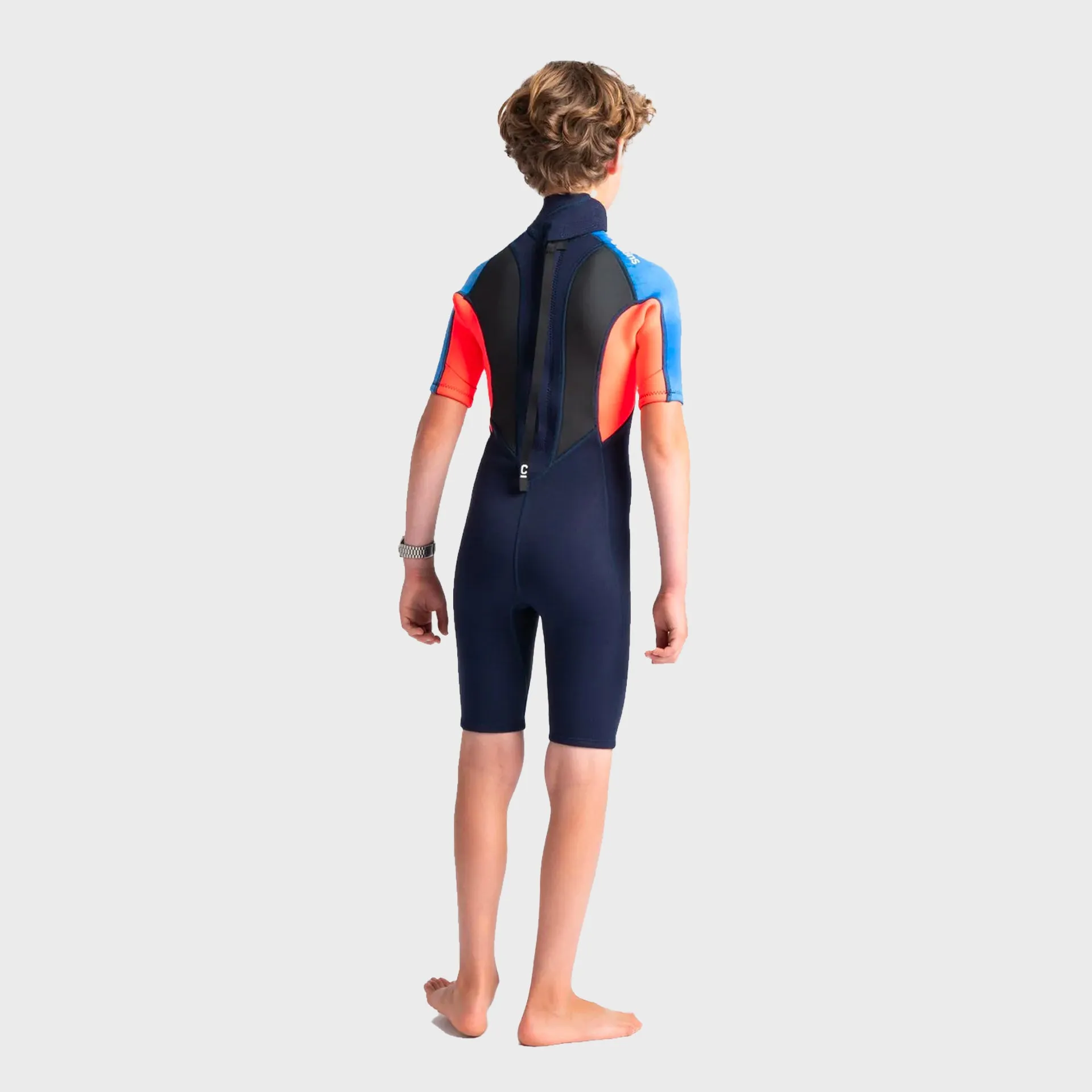 C-Skins Element 3/2 Junior Shortie Wetsuit - Slate Navy/Flo Red/Blue Tie Dye