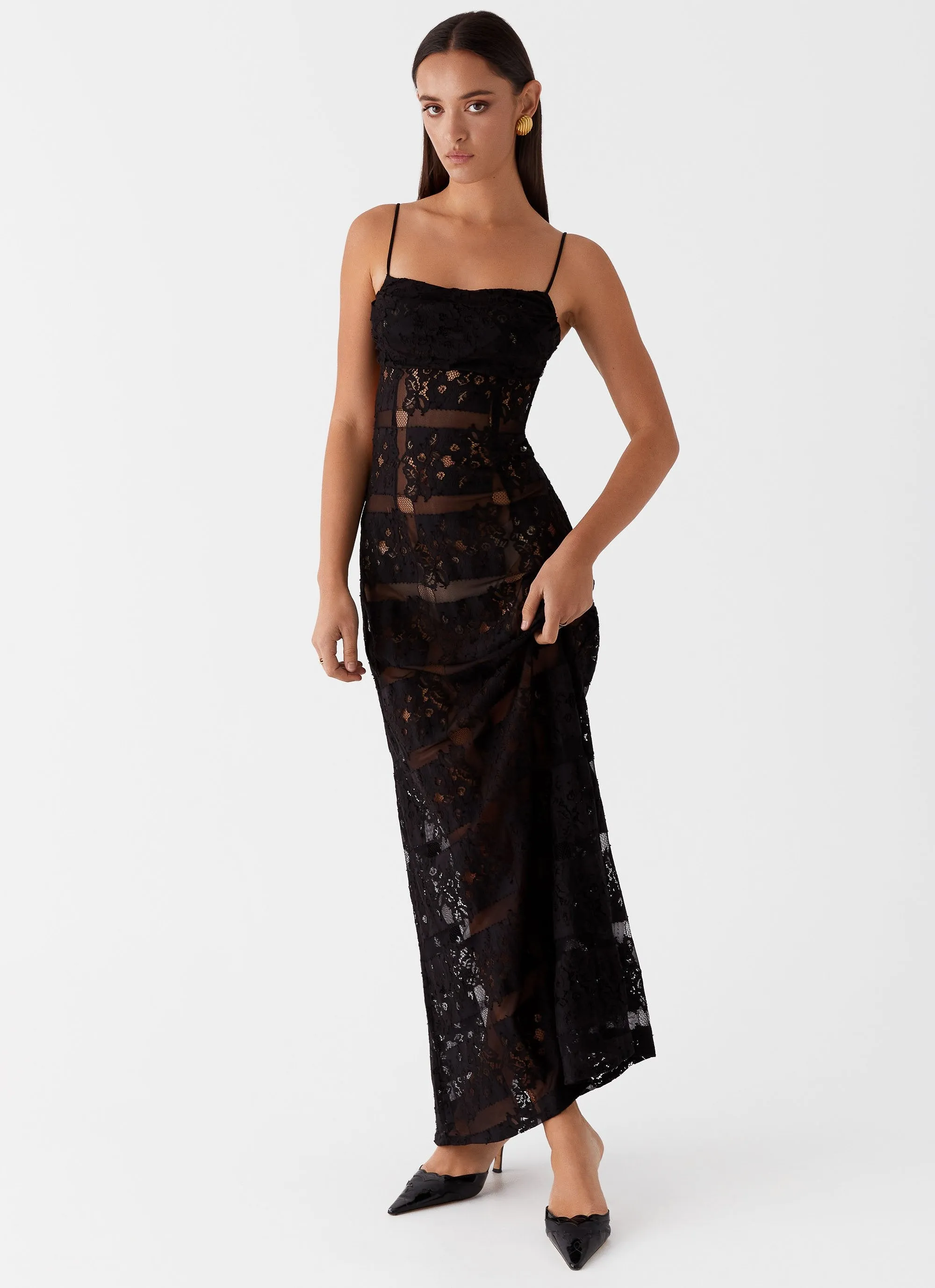 Carter Lily Backless Maxi Dress - Black