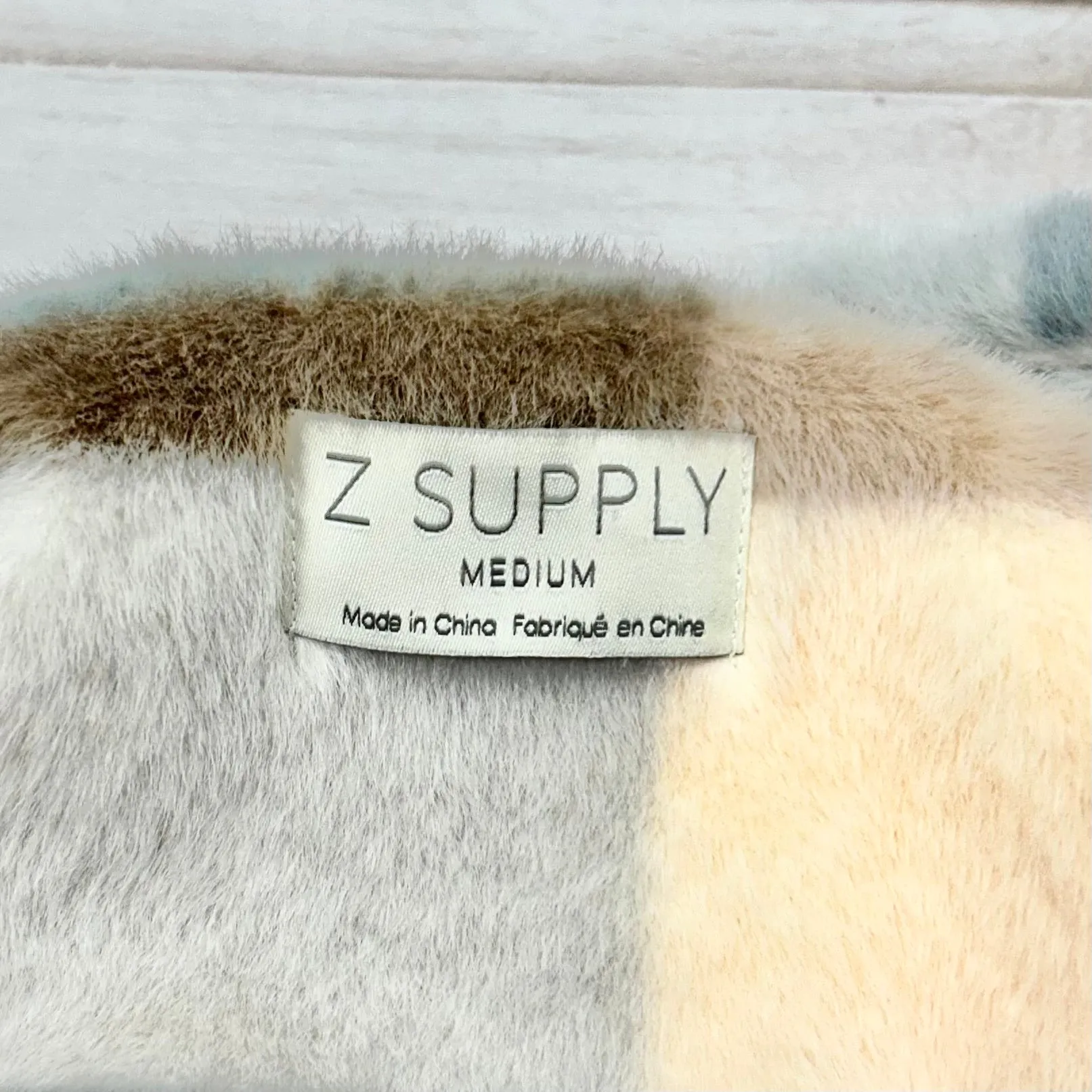 Coat Faux Fur & Sherpa By Z Supply In Blue & Cream, Size: M