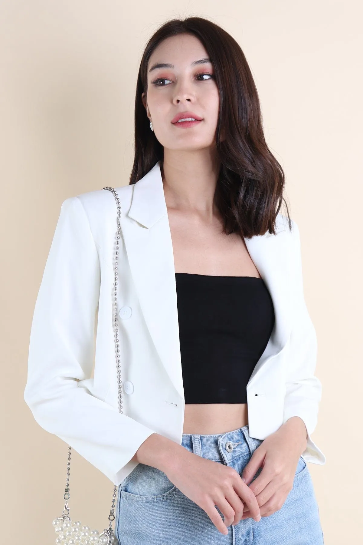 CONEY CROP BLAZER IN WHITE