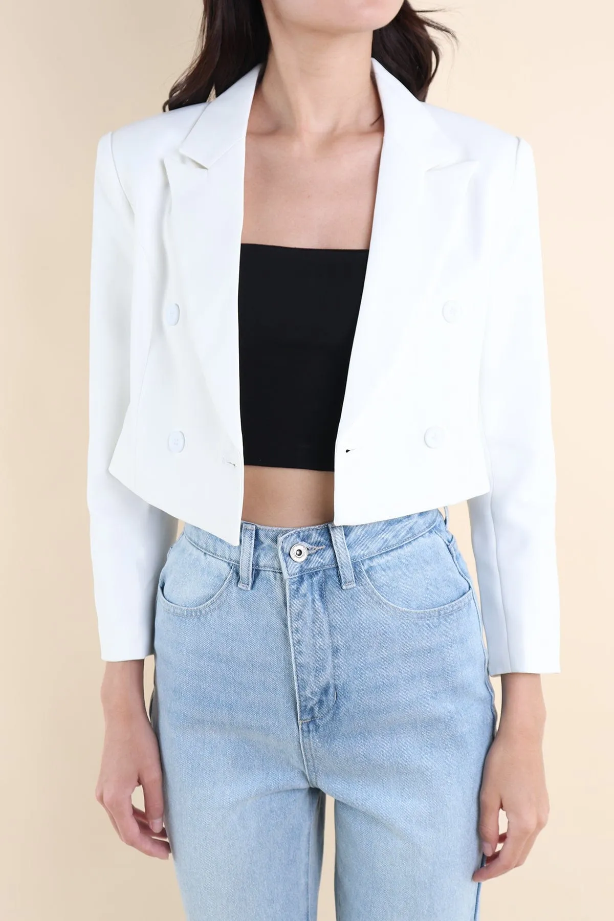 CONEY CROP BLAZER IN WHITE