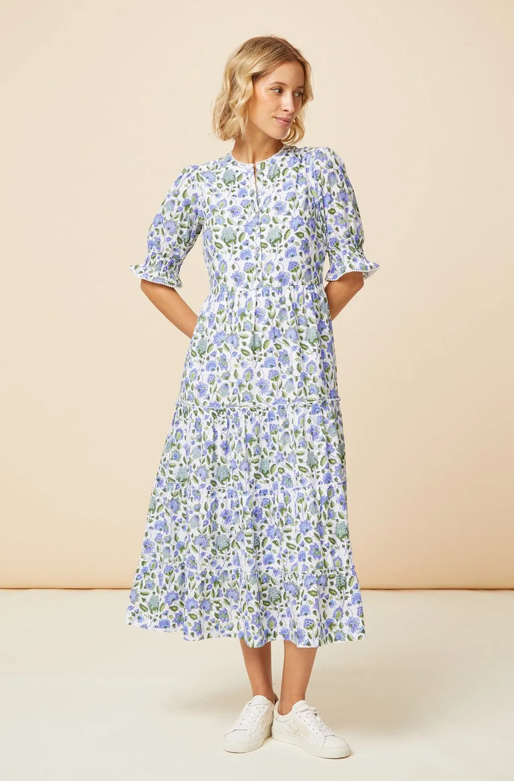 Cordelia Block Print Dress | Blue/Green