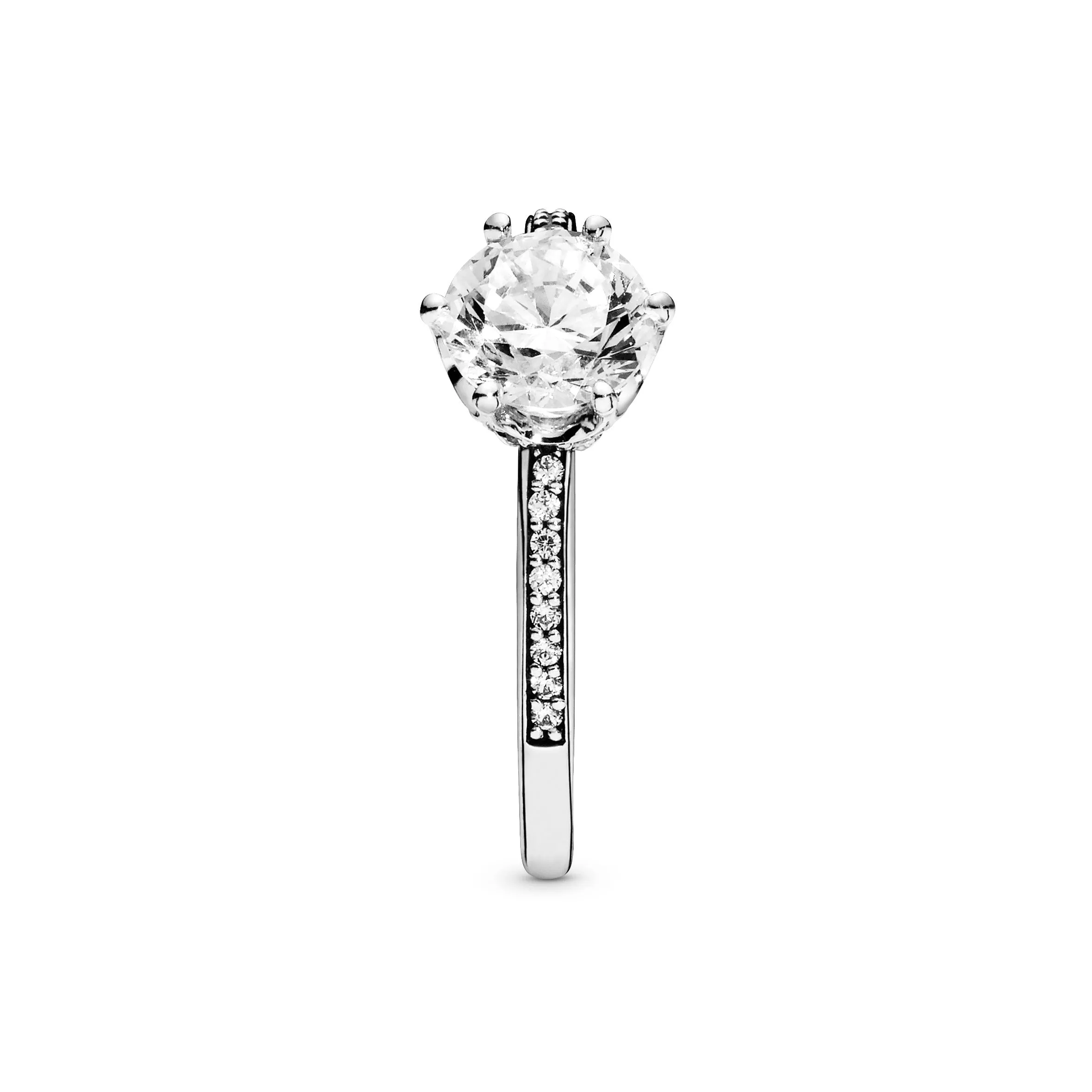 Crown sterling silver ring with clear cubic zirconia