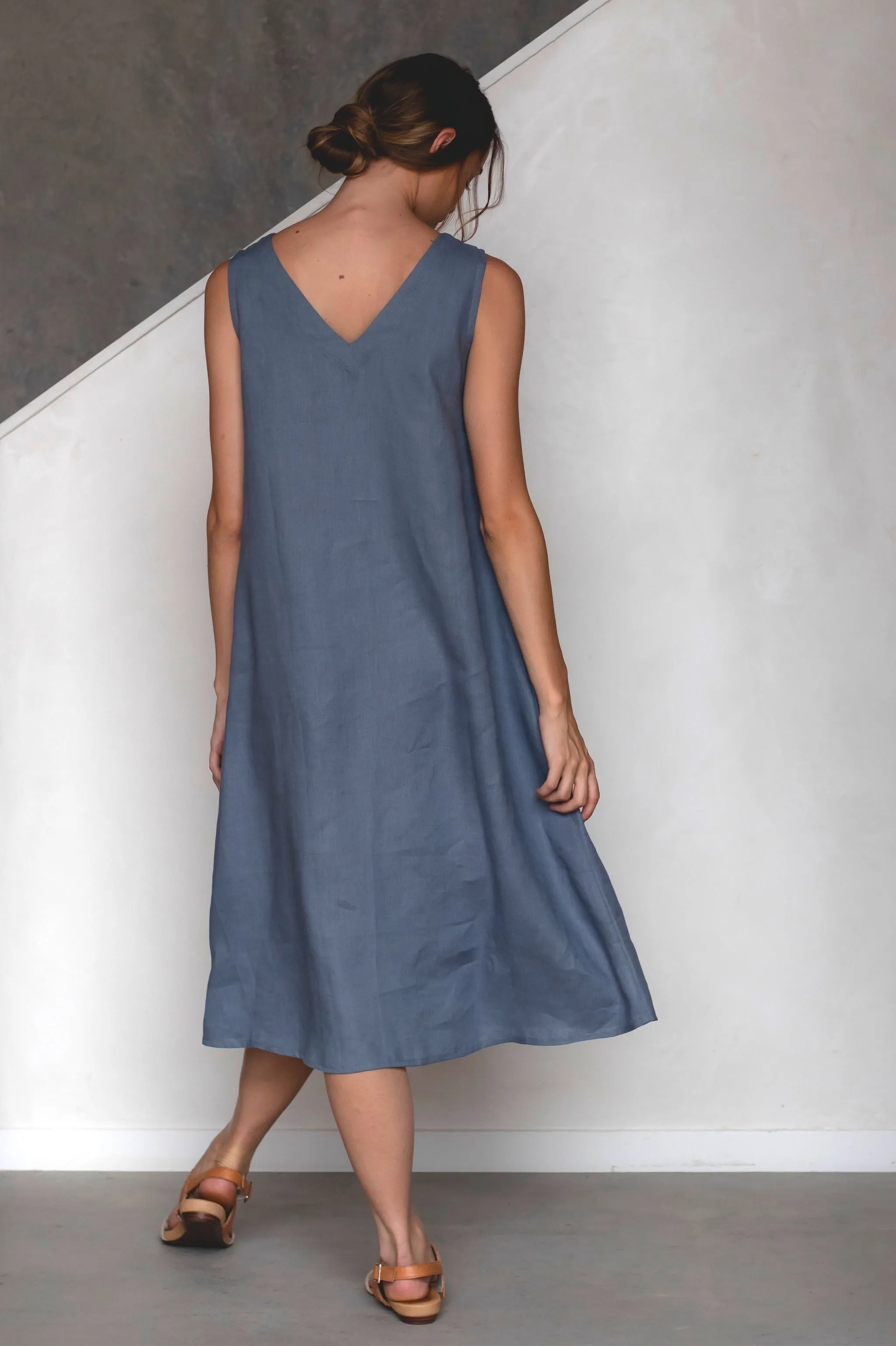 Cynthia Linen Dress Steel