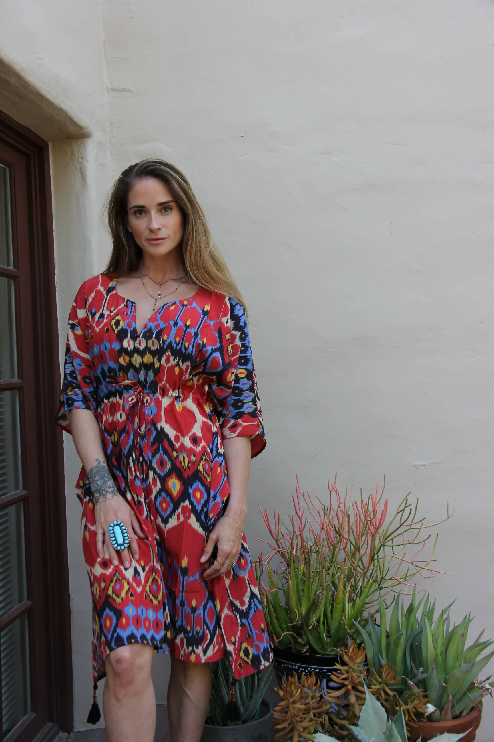 Dolce Vita Italian Silk Midi Kaftan Dress