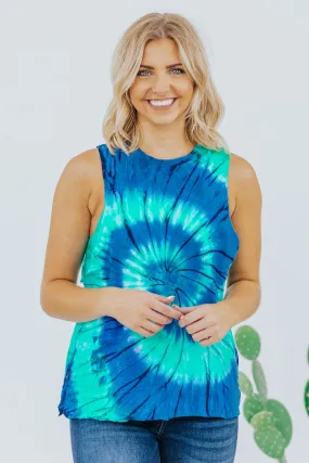 Down the River Tie Dye Tank in Navy