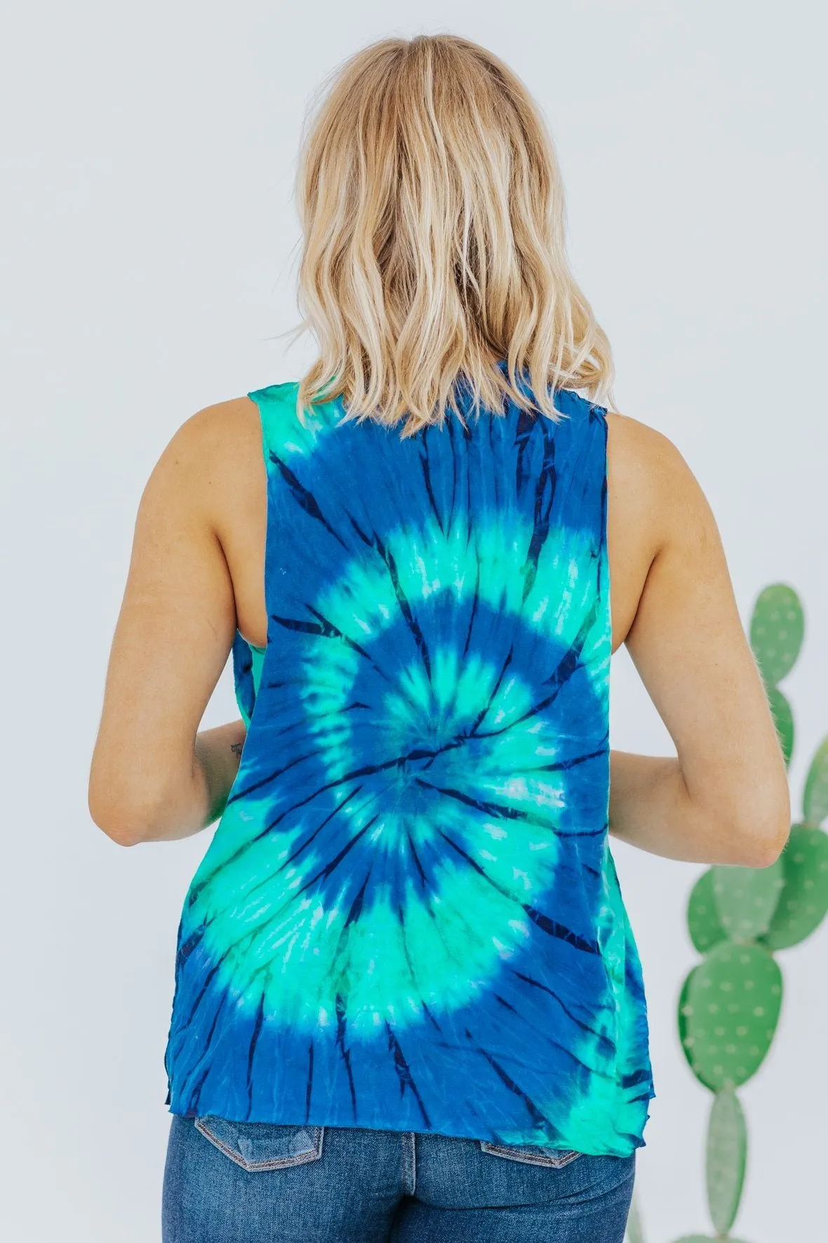 Down the River Tie Dye Tank in Navy