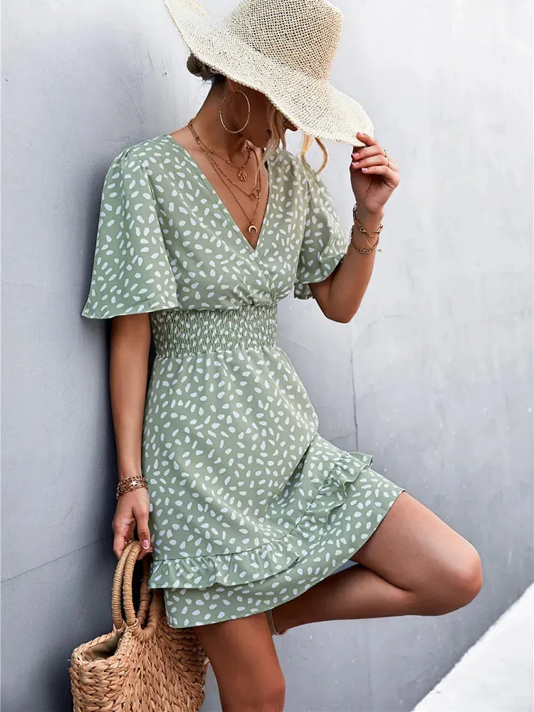 DressBetty - 2024 Elegant Lotus Leaf Sleeve Summer Dress Boho Dress