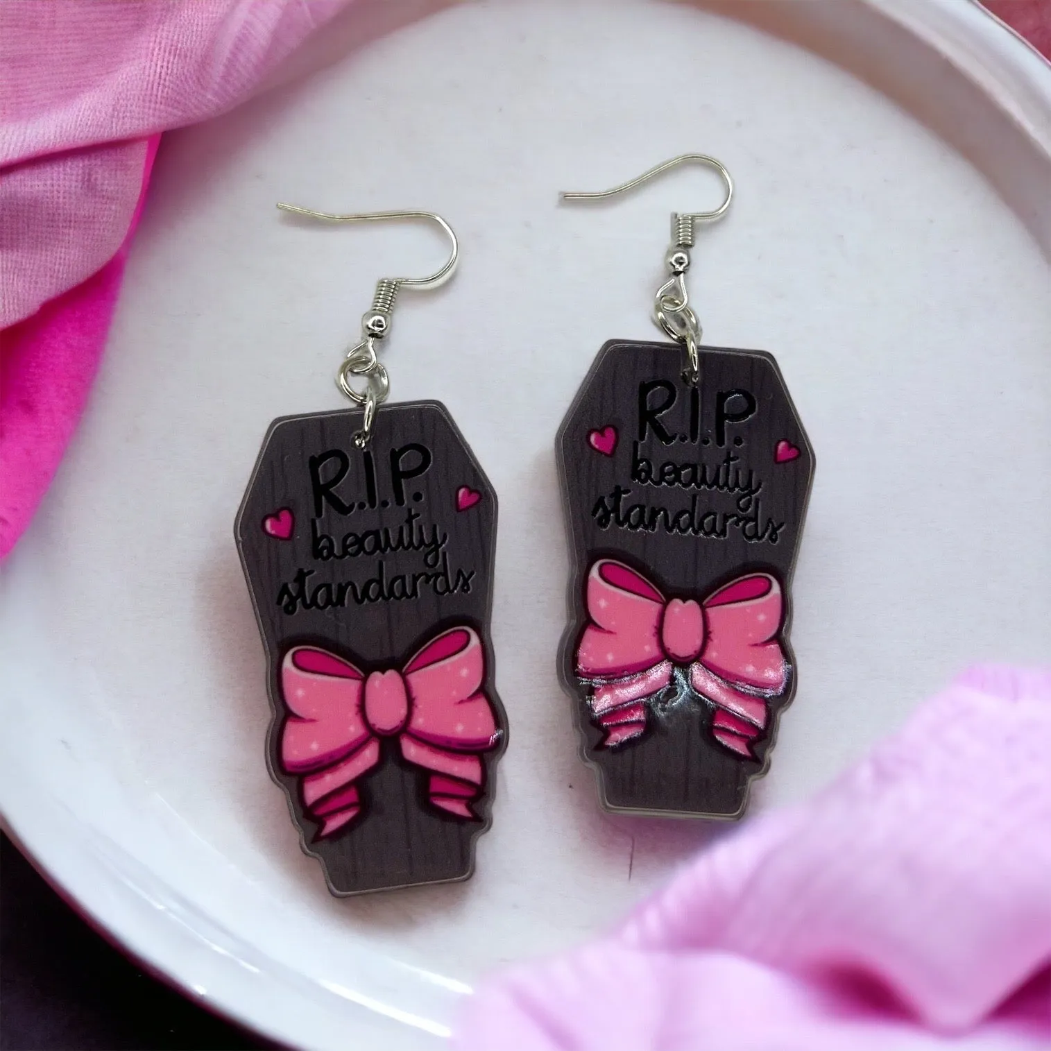 Empowerment Earrings - Feminism Earrings, Girl Power, Team Pink, Body Image, Pink Earrings