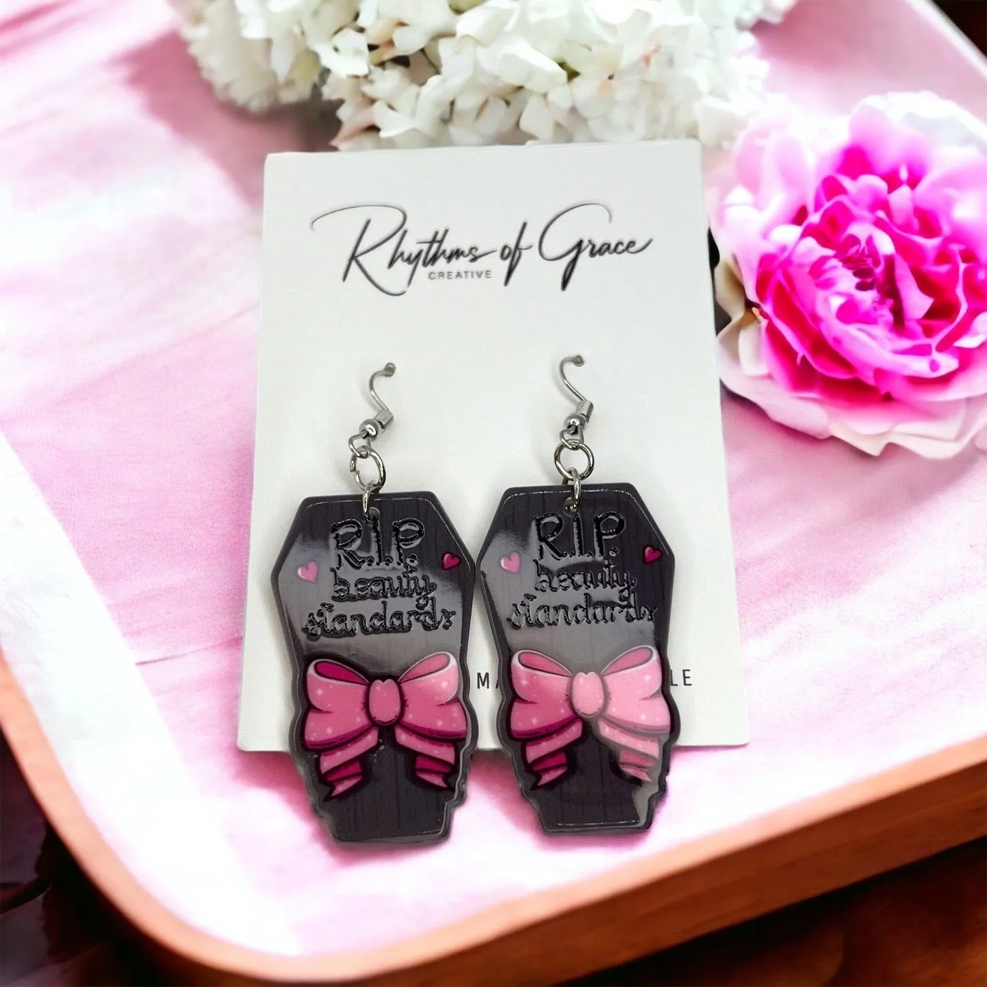 Empowerment Earrings - Feminism Earrings, Girl Power, Team Pink, Body Image, Pink Earrings