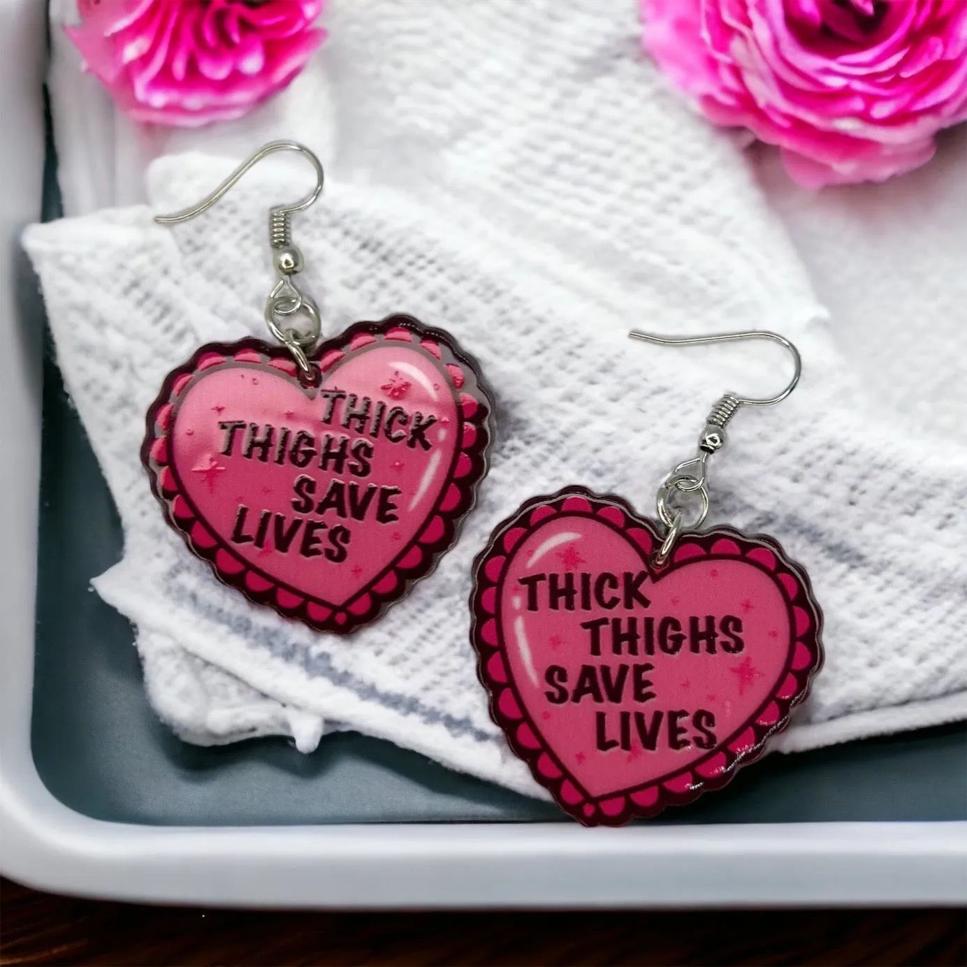 Empowerment Earrings - Feminism Earrings, Girl Power, Team Pink, Body Image, Pink Earrings