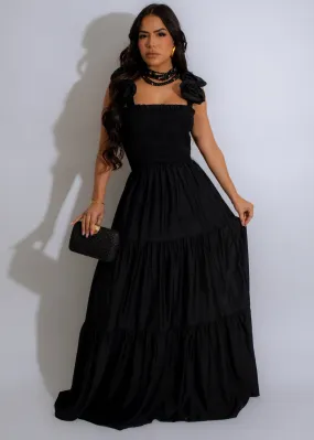 Enchanted Rose Maxi Dress Black