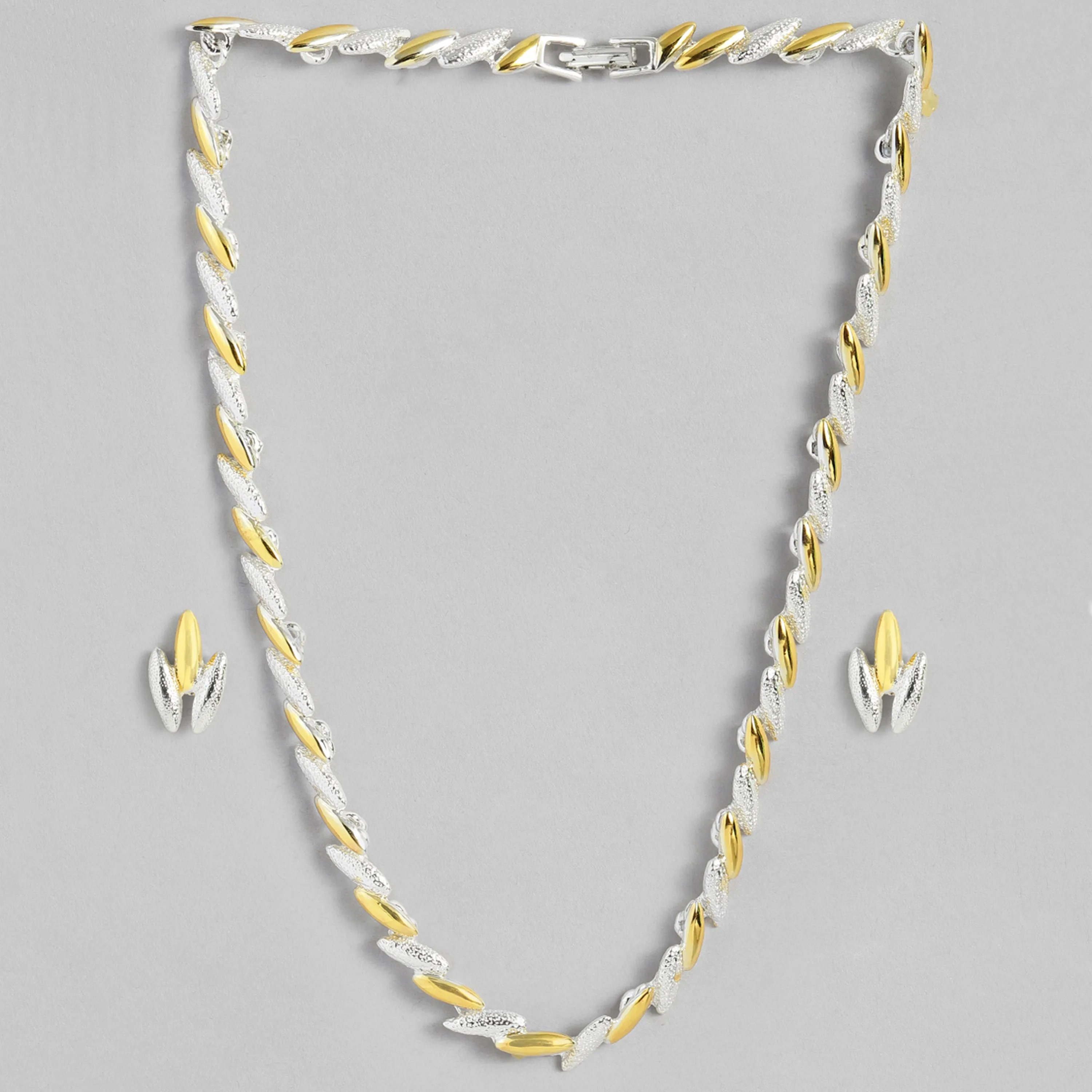 Estele 24 Kt Gold and Silver Plated Chain Necklace Set for women