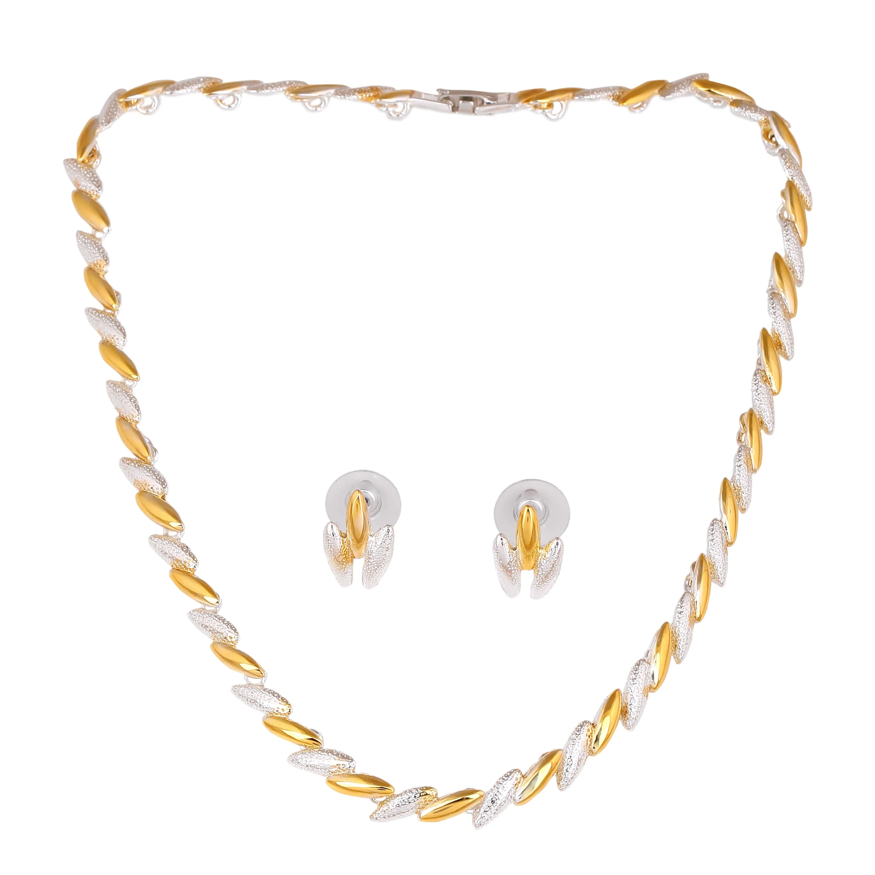 Estele 24 Kt Gold and Silver Plated Chain Necklace Set for women