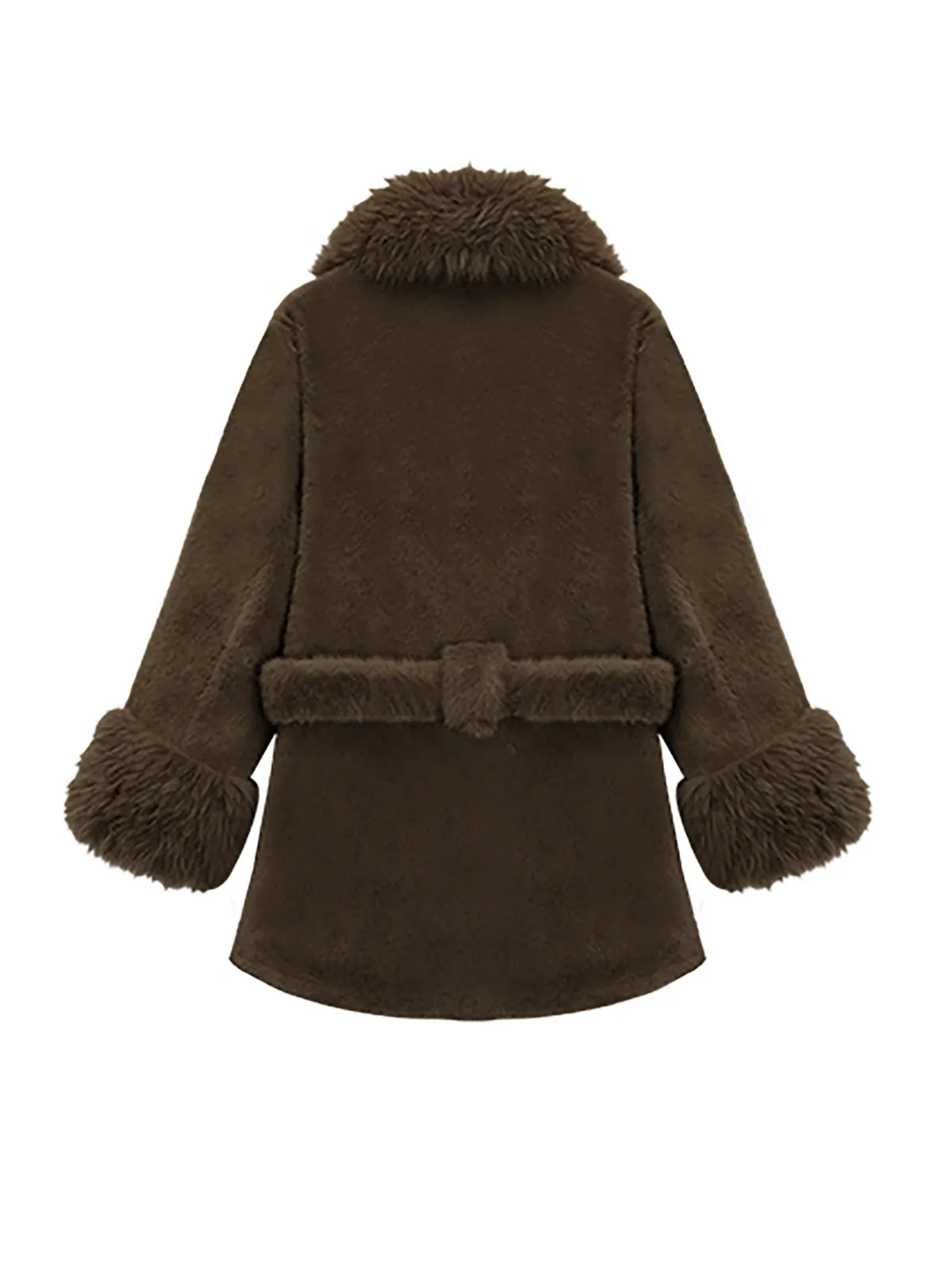 Faux Fur Belted Warm Coat