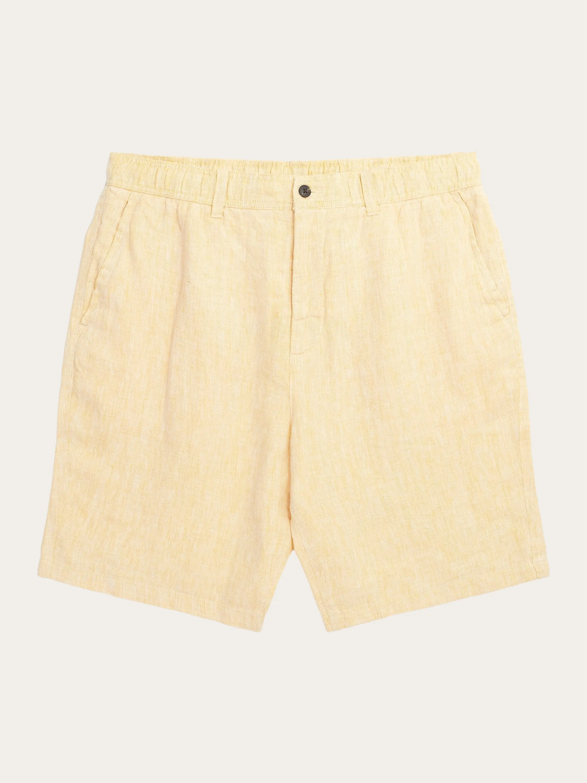 FIG loose herringbone linen elastic waist shorts - GOTS/Vegan - Misted Yellow