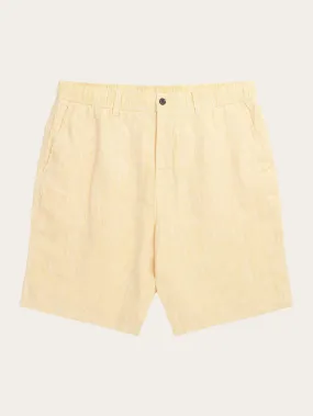 FIG loose herringbone linen elastic waist shorts - GOTS/Vegan - Misted Yellow