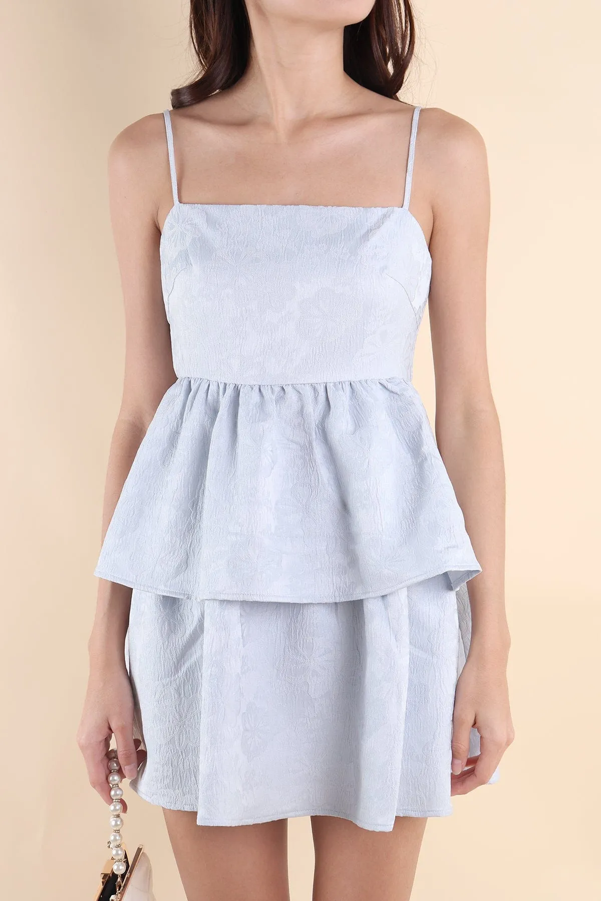 FINCH JACQUARD DRESS IN SNOW BLUE