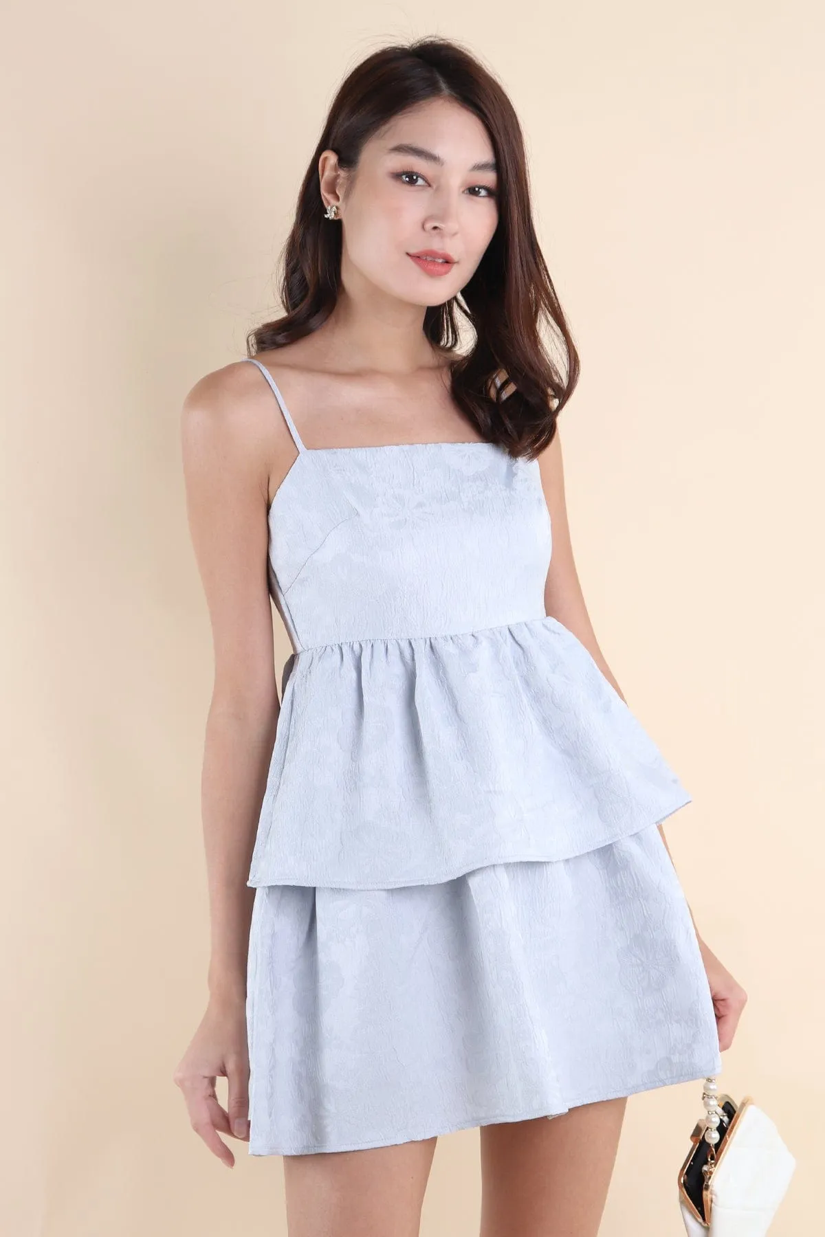 FINCH JACQUARD DRESS IN SNOW BLUE