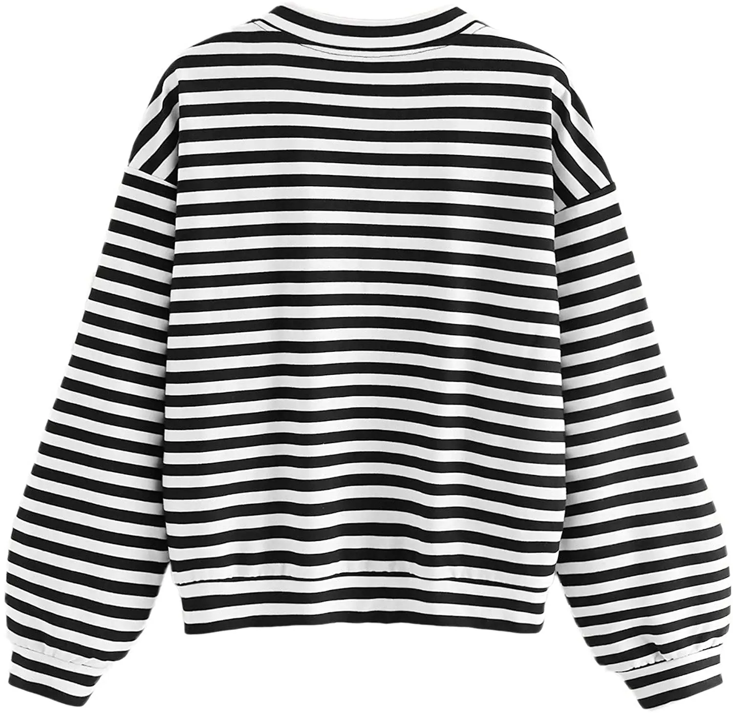 Floerns Women's Drop Shoulder Striped Long Sleeve Sweatshirt