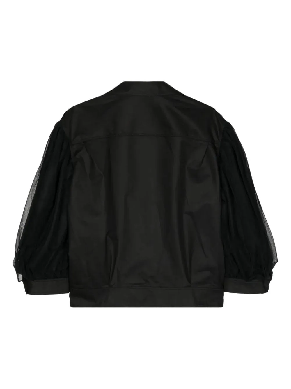 Flower Tulle Overlay Puff Sleeve Blouson