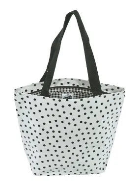 Freckled Sage Oilcloth Zip Tote Bag in Dot Black