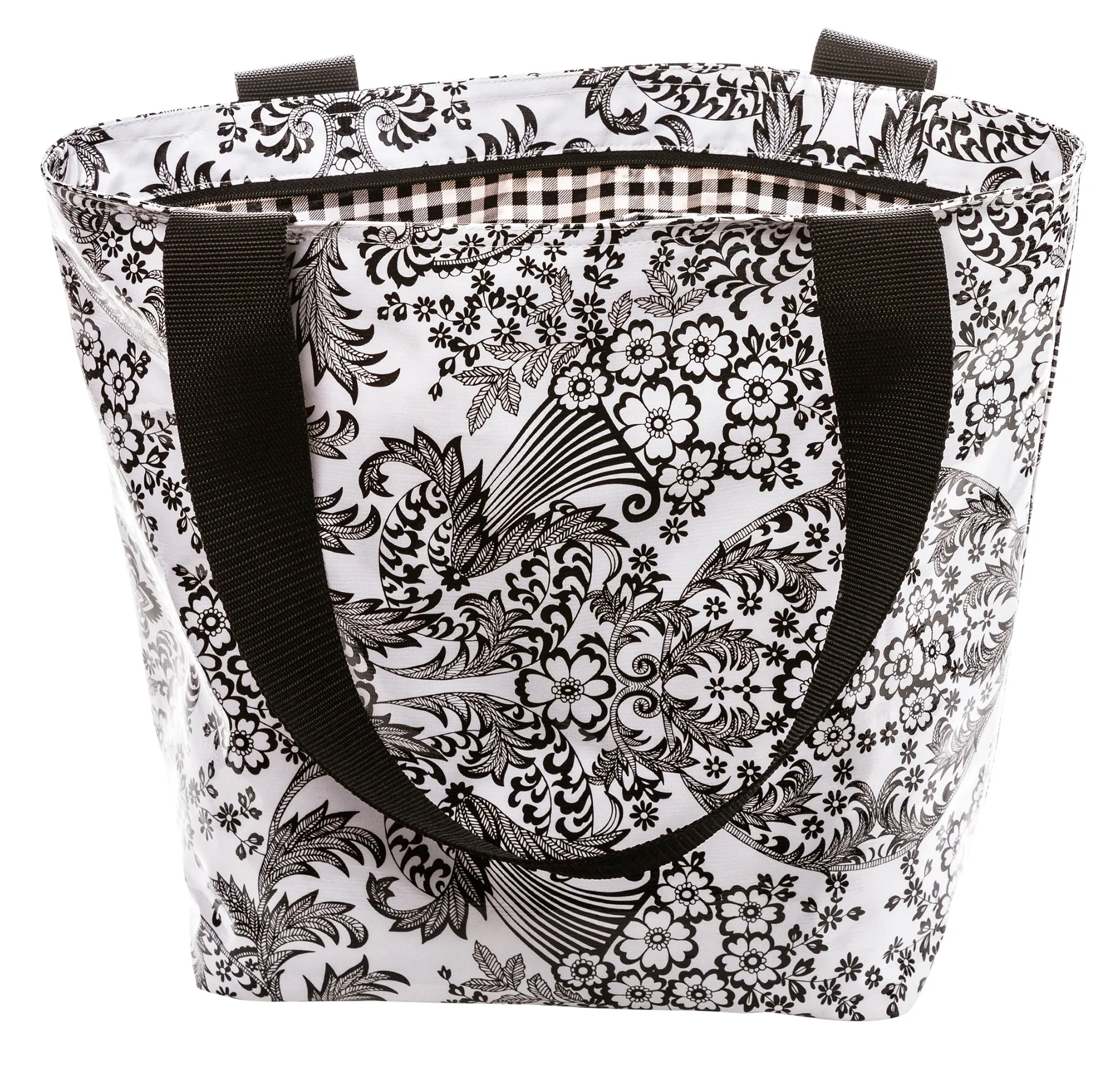 Freckled Sage Oilcloth Zip Tote Bag in Toile Black