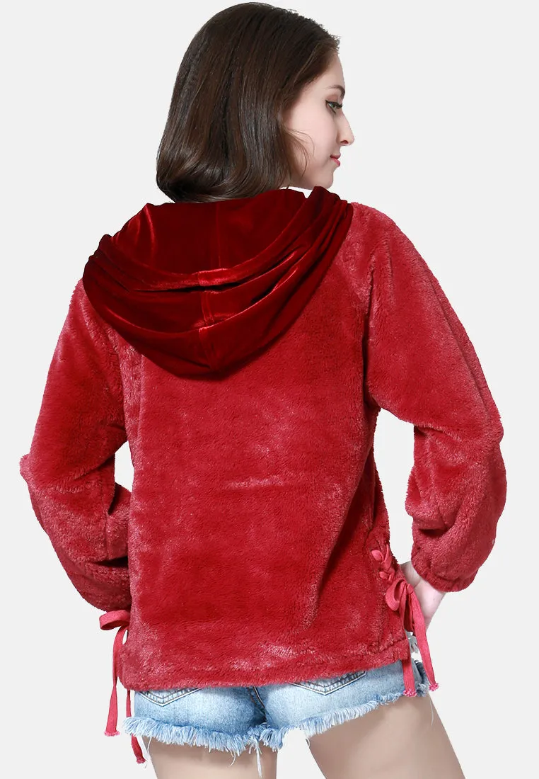 Fur Hoodie With Kangaroo Pockets