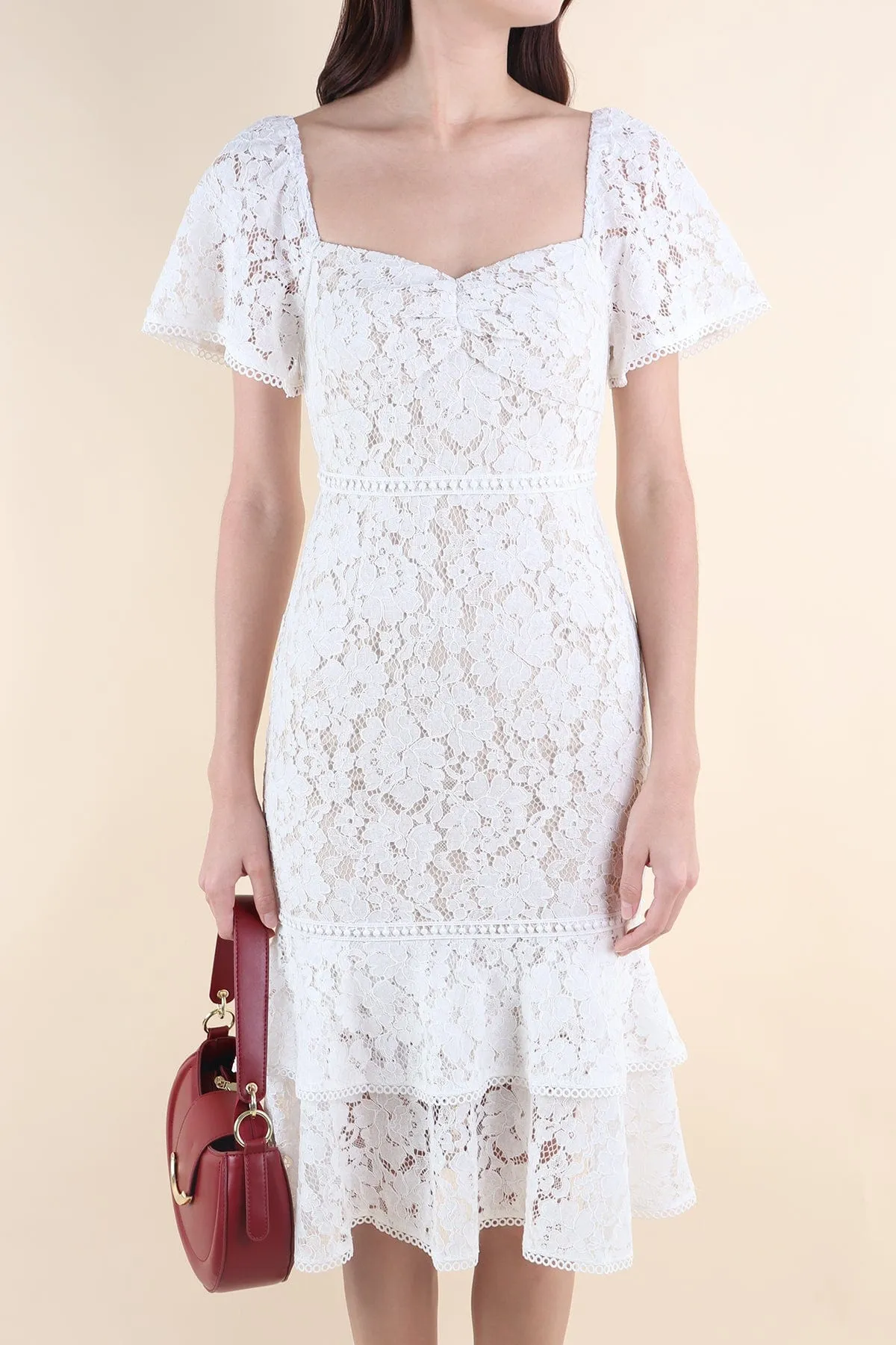 GEMMA LACE MERMAID DRESS IN WHITE