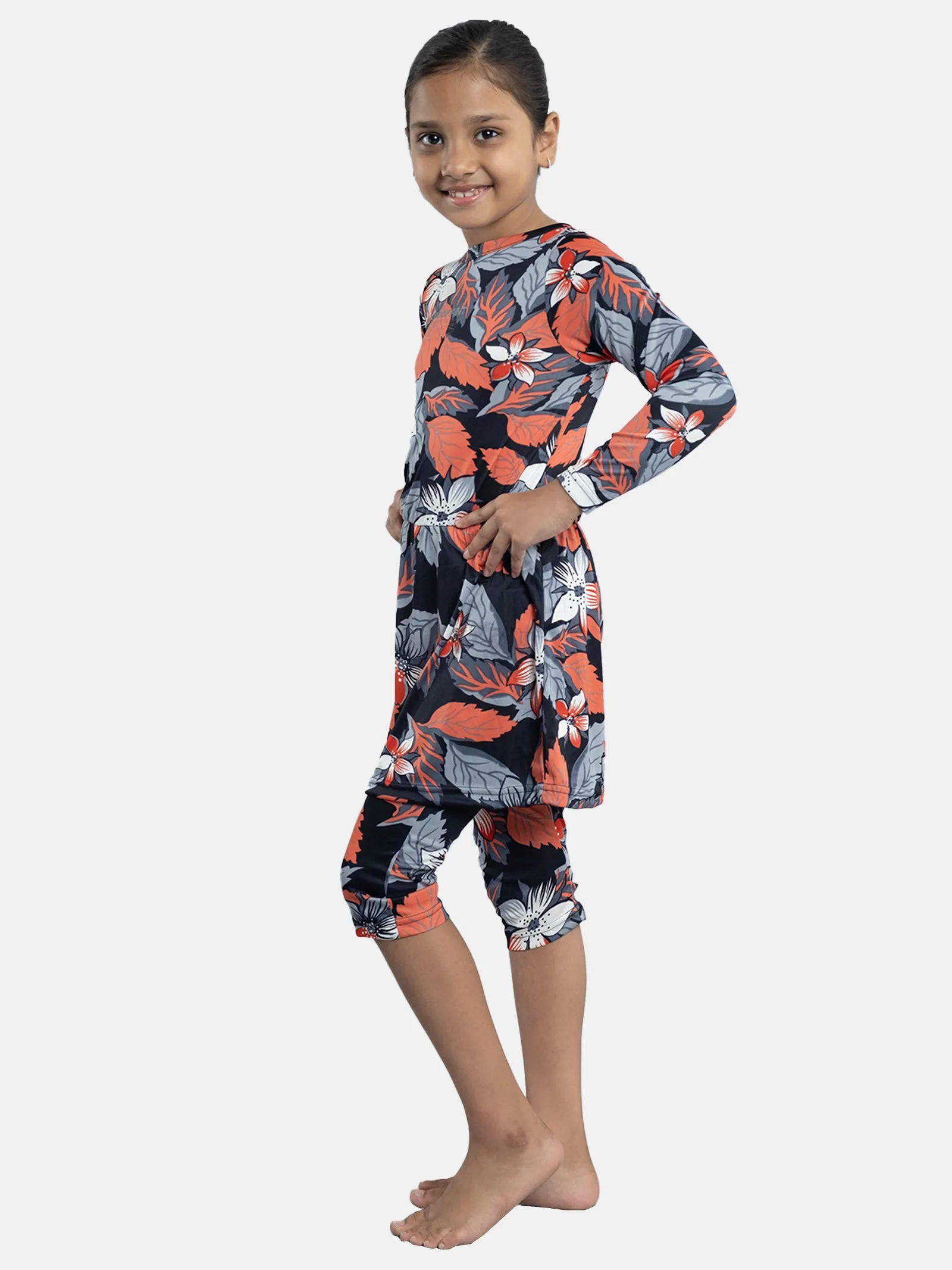 Girl One Piece Full Sleeve with Jammer Swim Dress