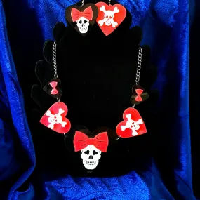 Girly Skull Necklace & Earrings