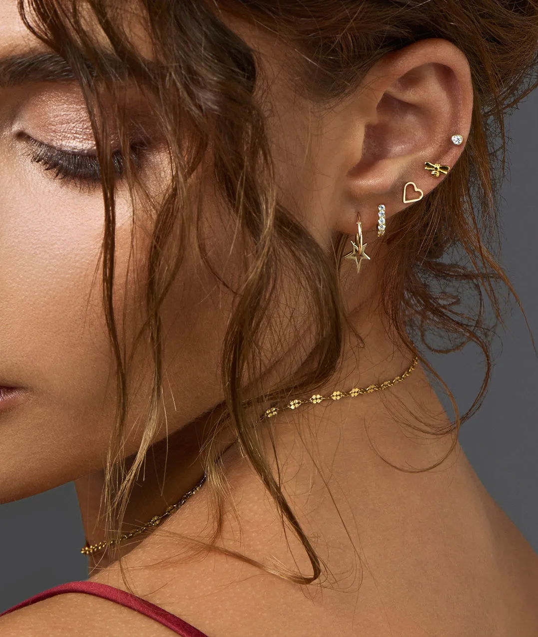 Gold Glitter Huggie Hoop Earrings