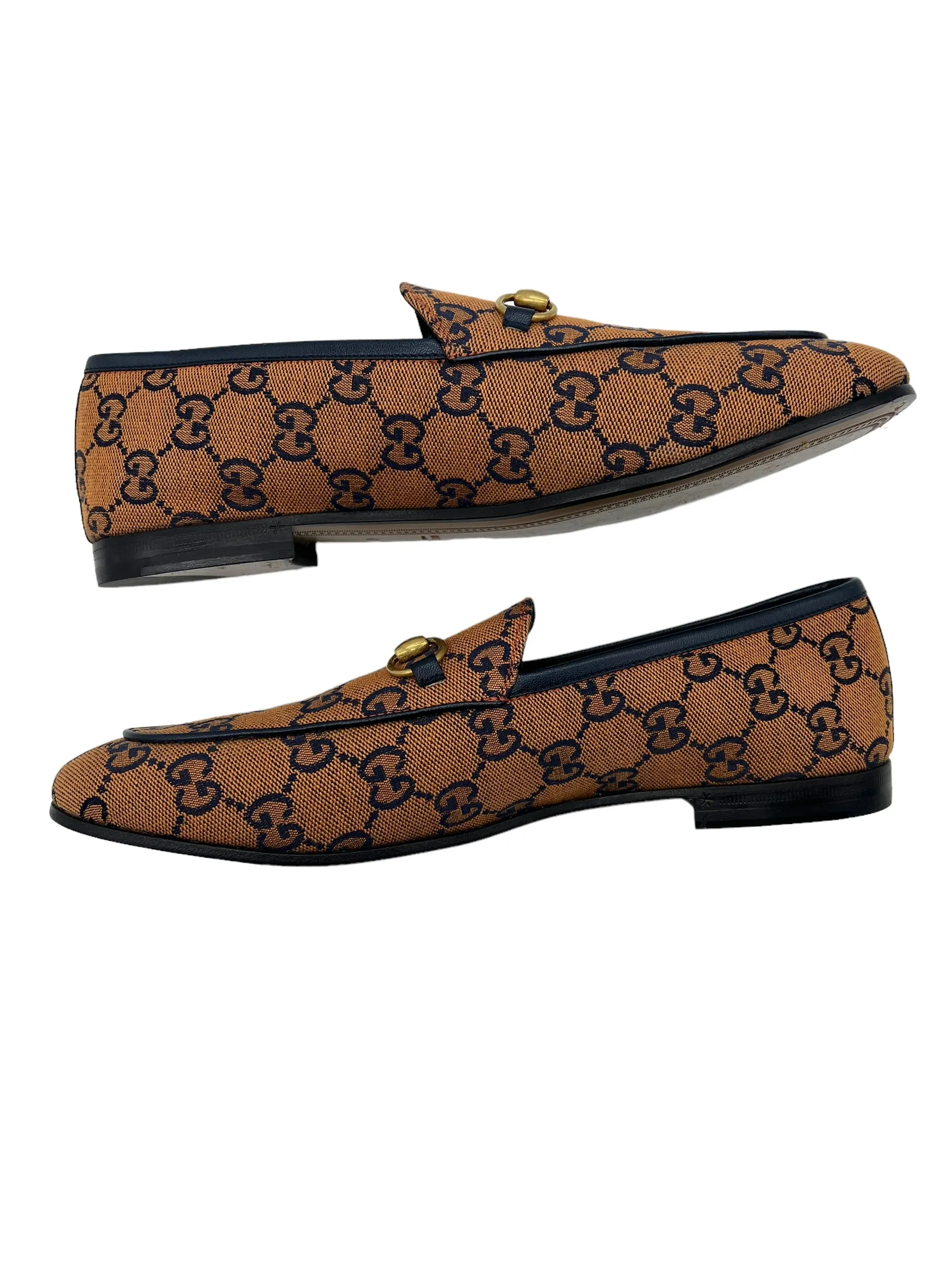 Gucci Orange & Navy GG Canvas Size 40 Jordaan Loafers