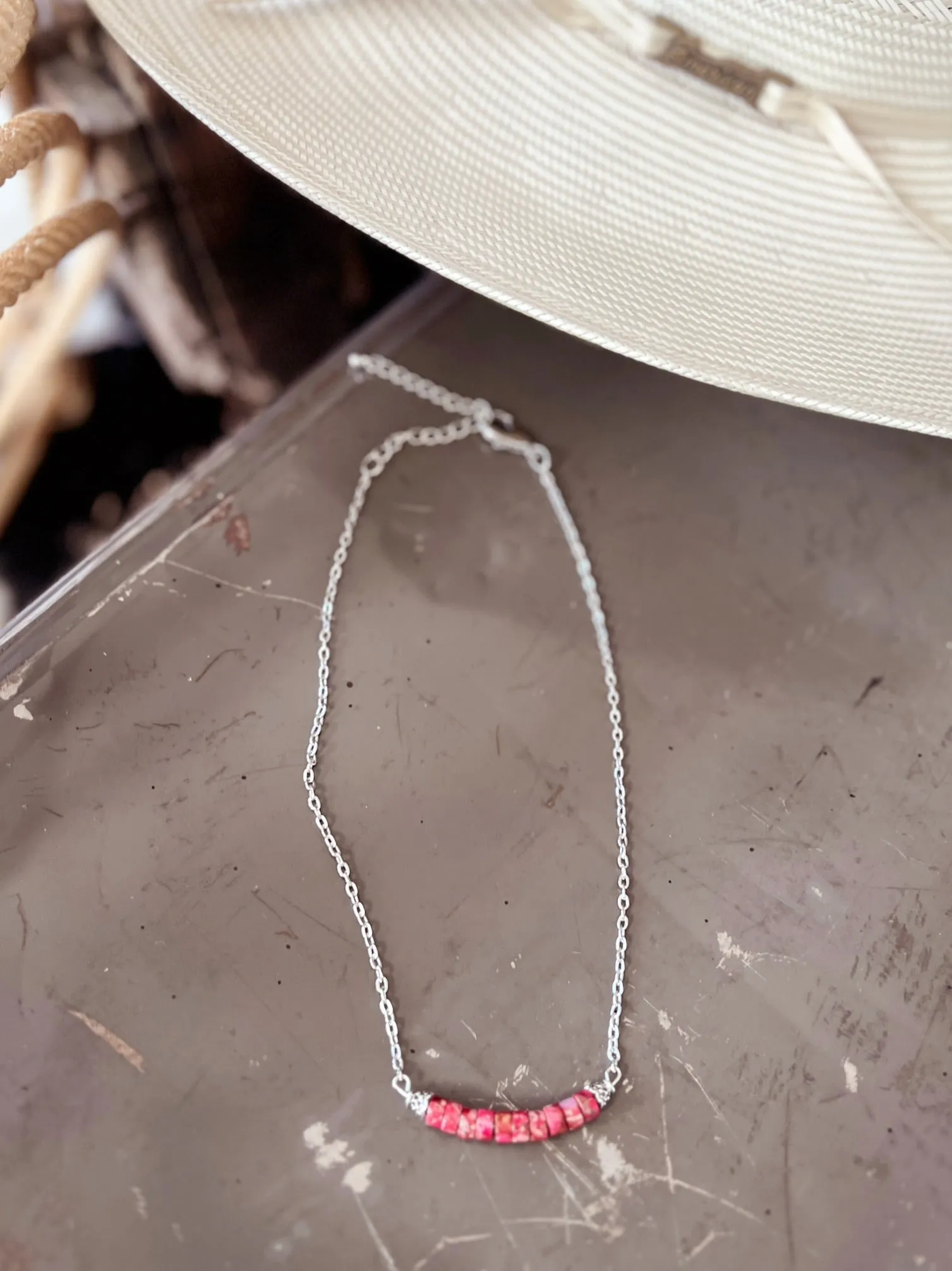 Handmade Red Gemstone Necklace