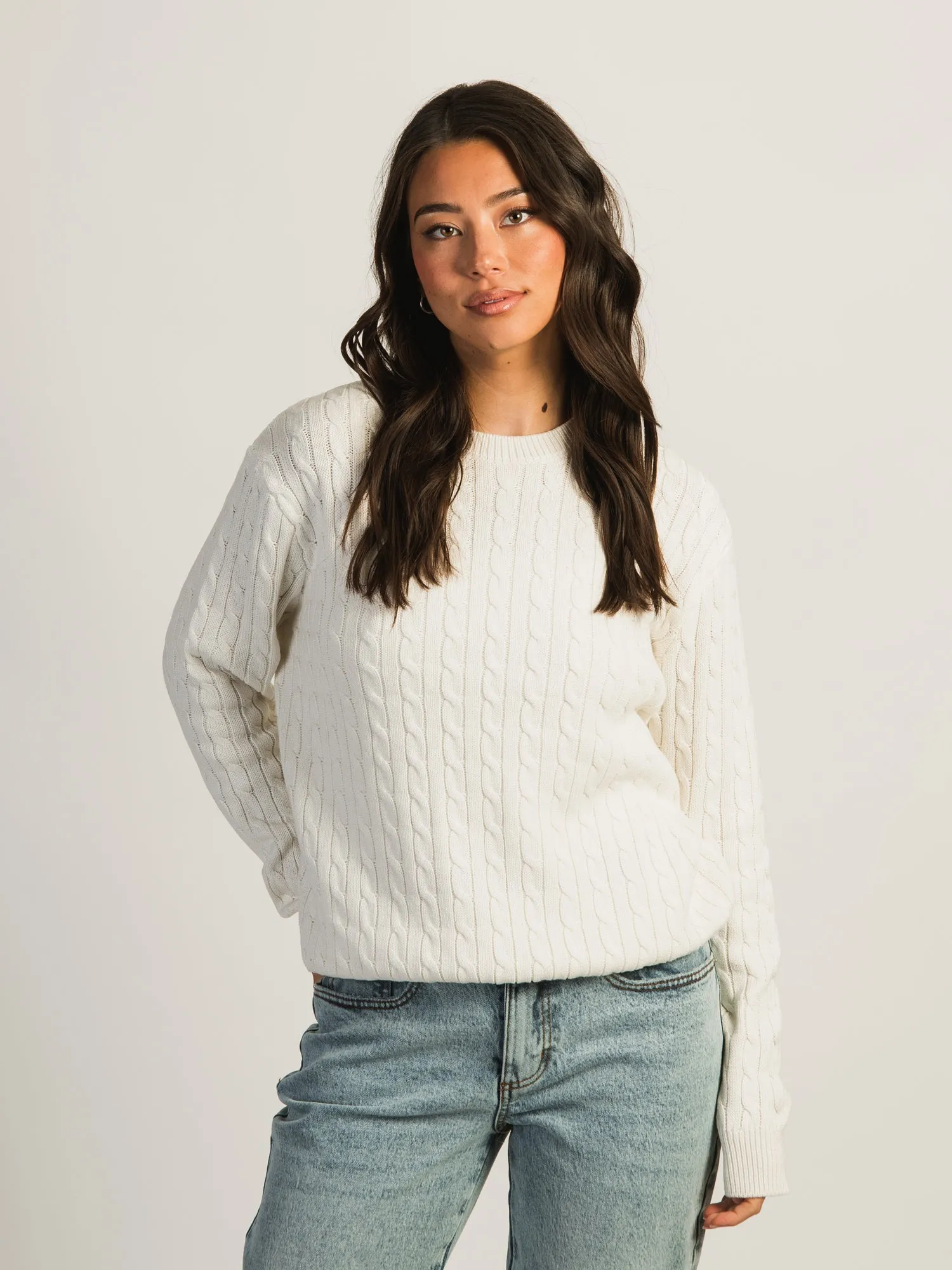 HARLOW MABLE CABLE KNIT SWEATER - OFF WHITE