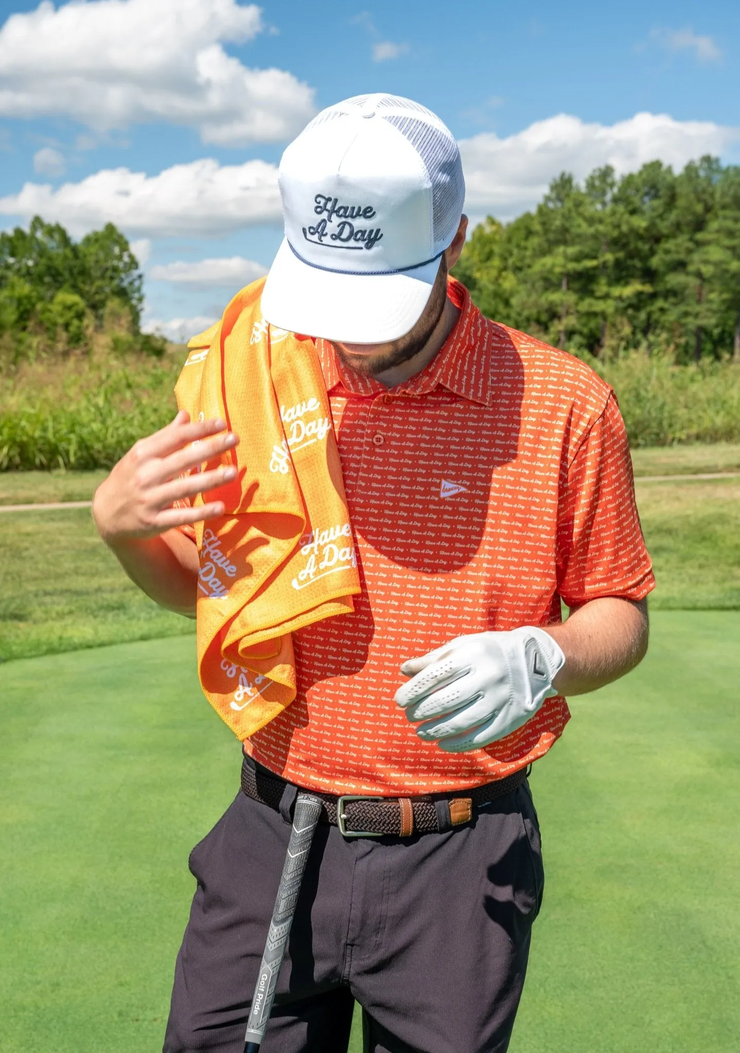 Have A Day Light Orange & White Polo