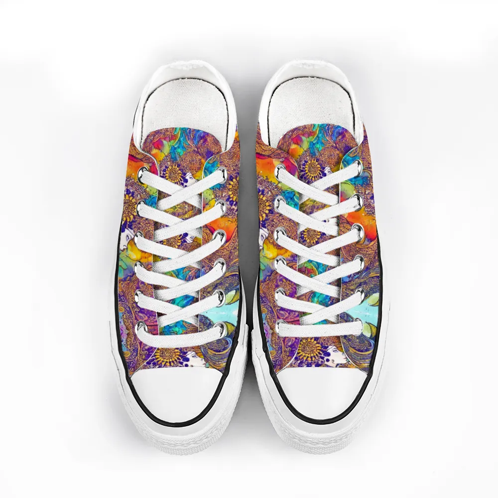 Henna Tattoo Pattern Collection - Classic Unisex Low Top Canvas Sneakers