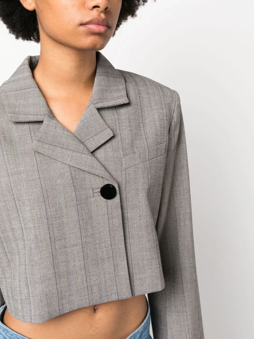 Herringbone Suiting Short Blazer