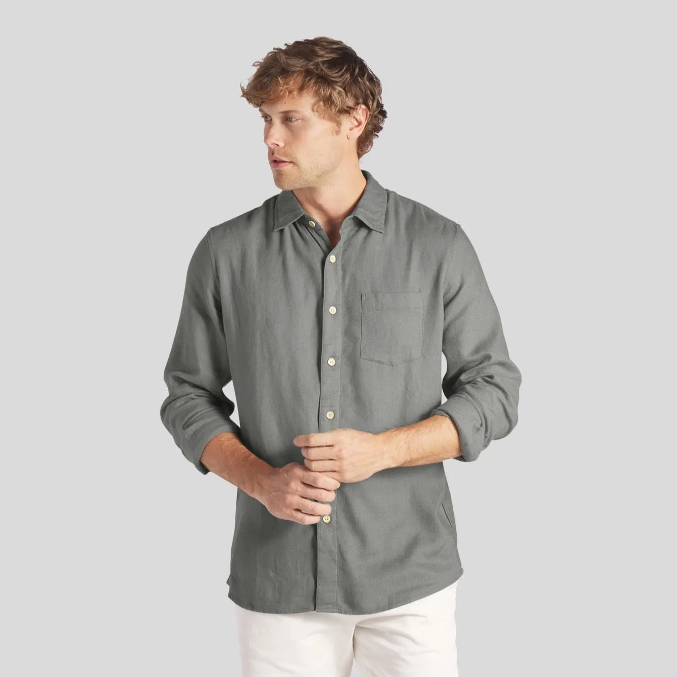 Ibiza Linen Shirt - Moon Mist