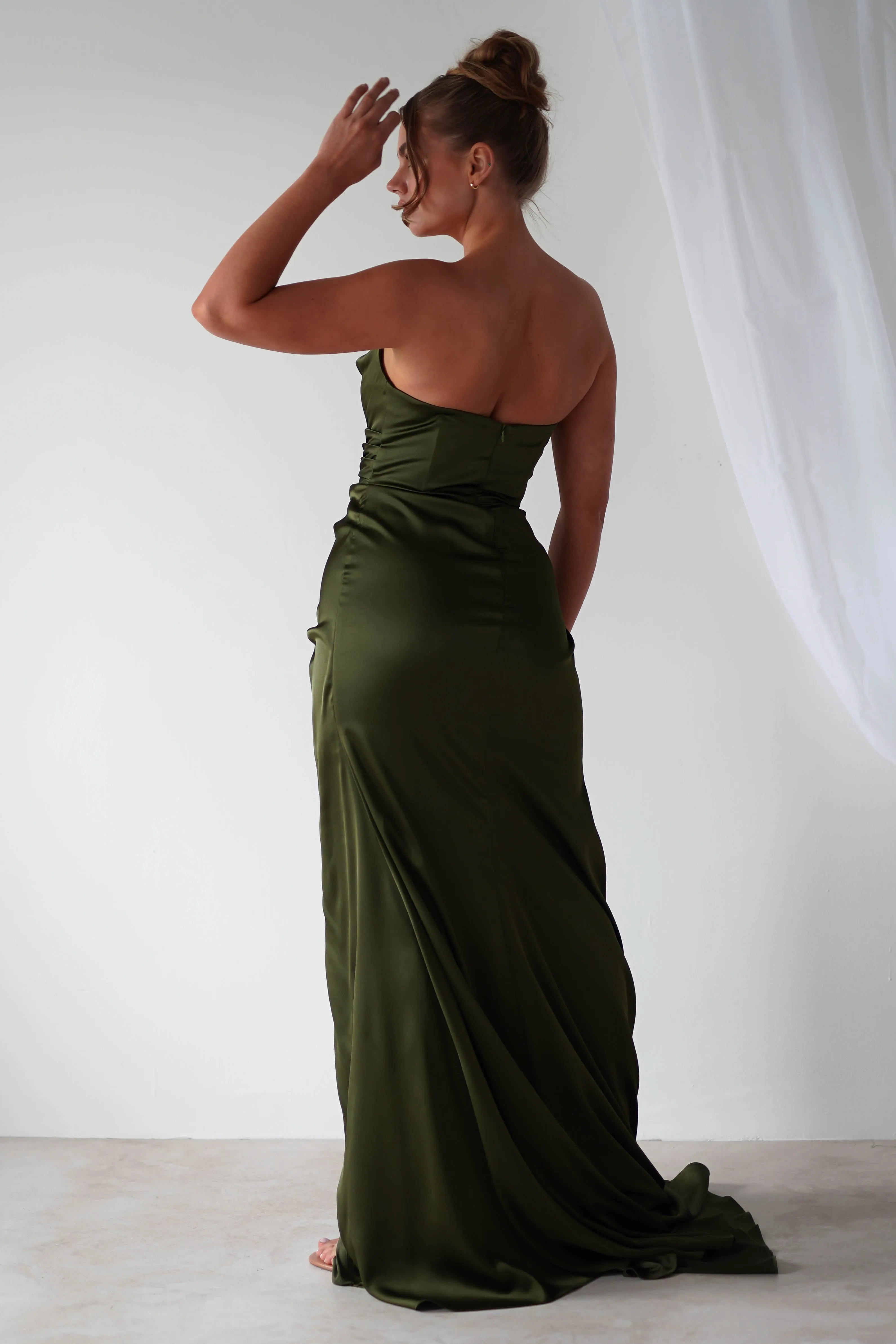 Italia Bodycon Satin Gown | Olive